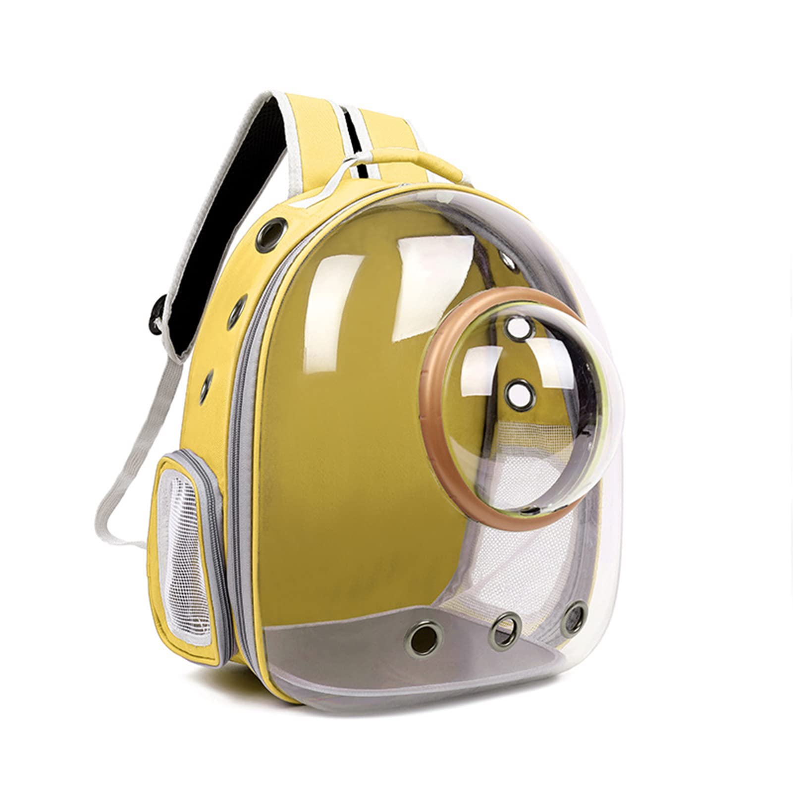 Clear Space Capsule Bubble Cat Backpack Carrier - Airline Approved Pet Travel Backpack for Small Cats & Kittens (Yellow) - Perfect for Hiking, Air Travel & Outdoor Adventures