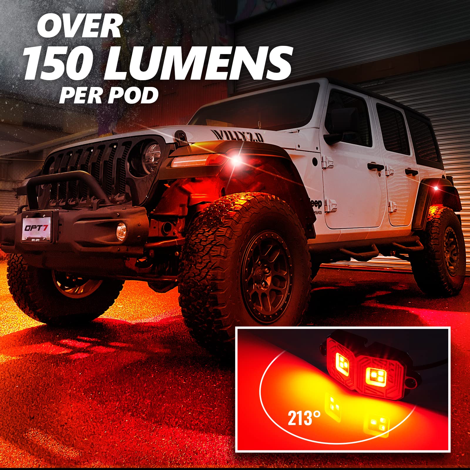 OPT7 Photon RGB LED Magnet Rock Lights - 8 Pods Multicolor Underglow Lighting Kit with APP & Remote Control, IP68 Waterproof for Offroad Vehicles (Truck, Jeep, RZR, ATV, UTV) - Perfect for Night Offroading, Car Shows & Custom Vehicle Lighting