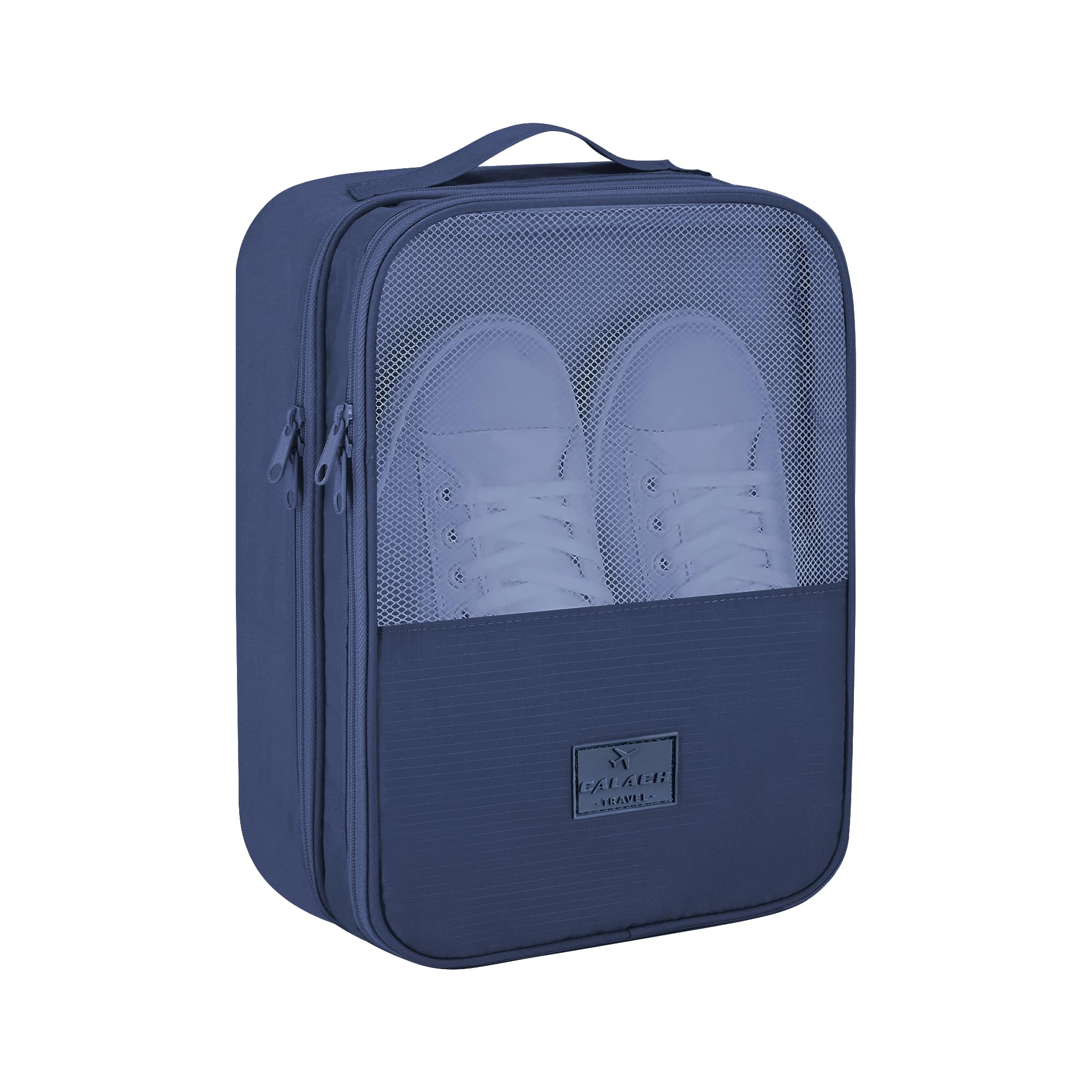 Waterproof Large Shoe Bags for Travel - Holds 3 Pairs of Shoes (Up to Size 12) | Durable Shoe Storage Organizer for Men & Women | Perfect for Gym, Vacation & Business Trips | French Navy Zippered Packing Cube