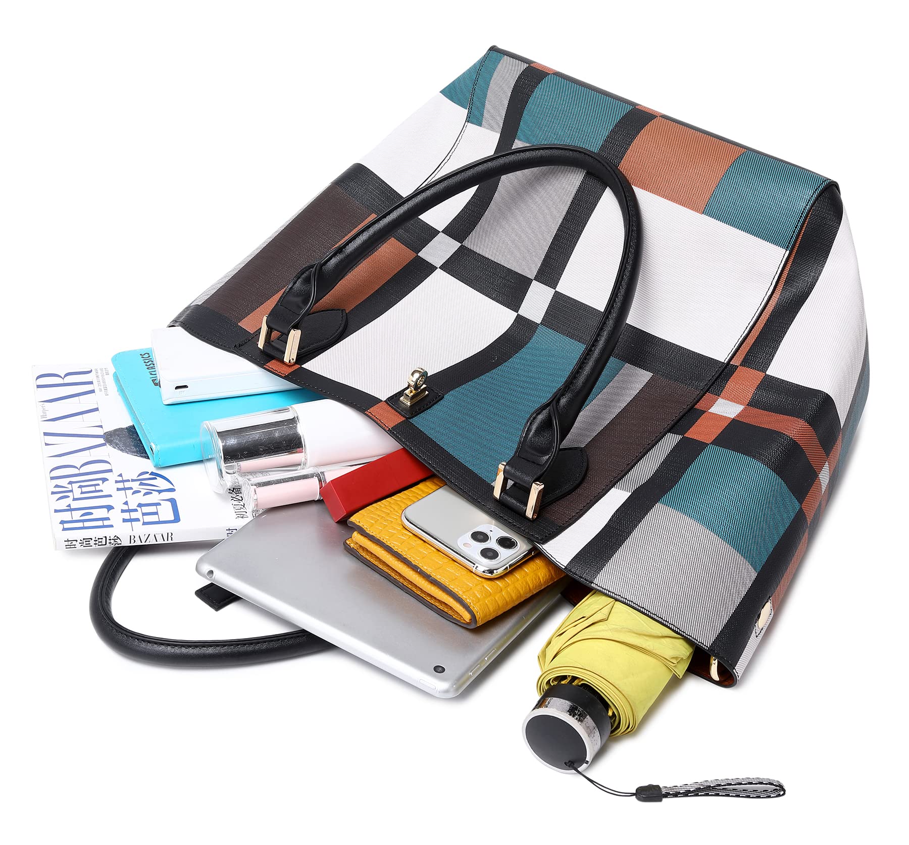SQLP Large Work Tote Bag for Women - Stylish Designer Purse & Spacious Handbag, Big Bucket Bag for Office, Travel & Everyday Use | Durable Crossbody Shoulder Bag for Professional & Casual Outings