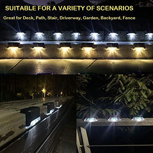 4 Pack Solar Deck Lights - Waterproof Outdoor LED Solar Lights for Deck, Steps, Railings, Walls, Patio, Garden, Stairs, Yard & Driveway - Cool White - Perfect for Nighttime Safety & Landscape Lighting