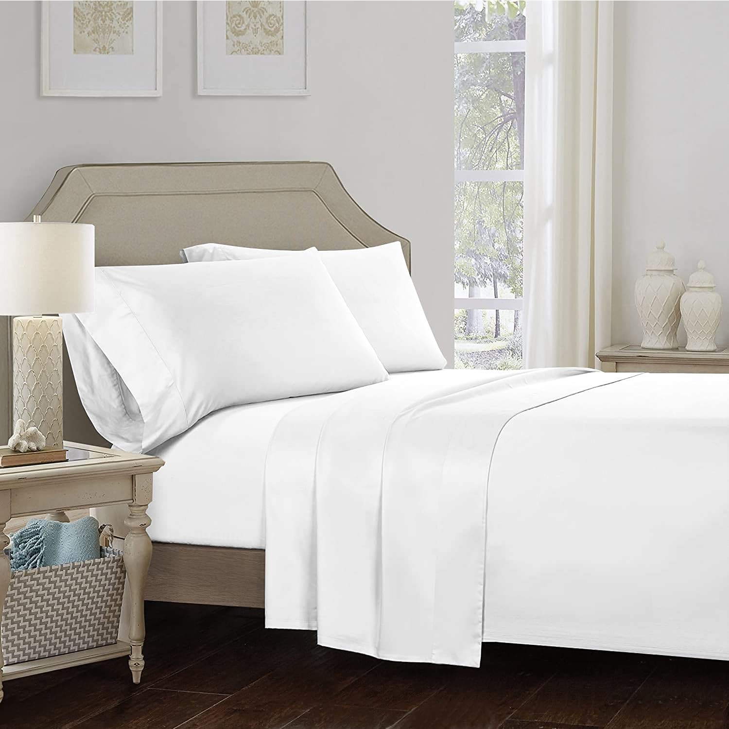 Premium 100% Cotton White Snow Twin Sheet Set - Breathable Percale Weave Bed Sheets for College Dorm & Home - Cool & Crisp Twin Size Deep Pocket Fitted Sheet - Back to School Essentials & Everyday Luxury Bedding Set