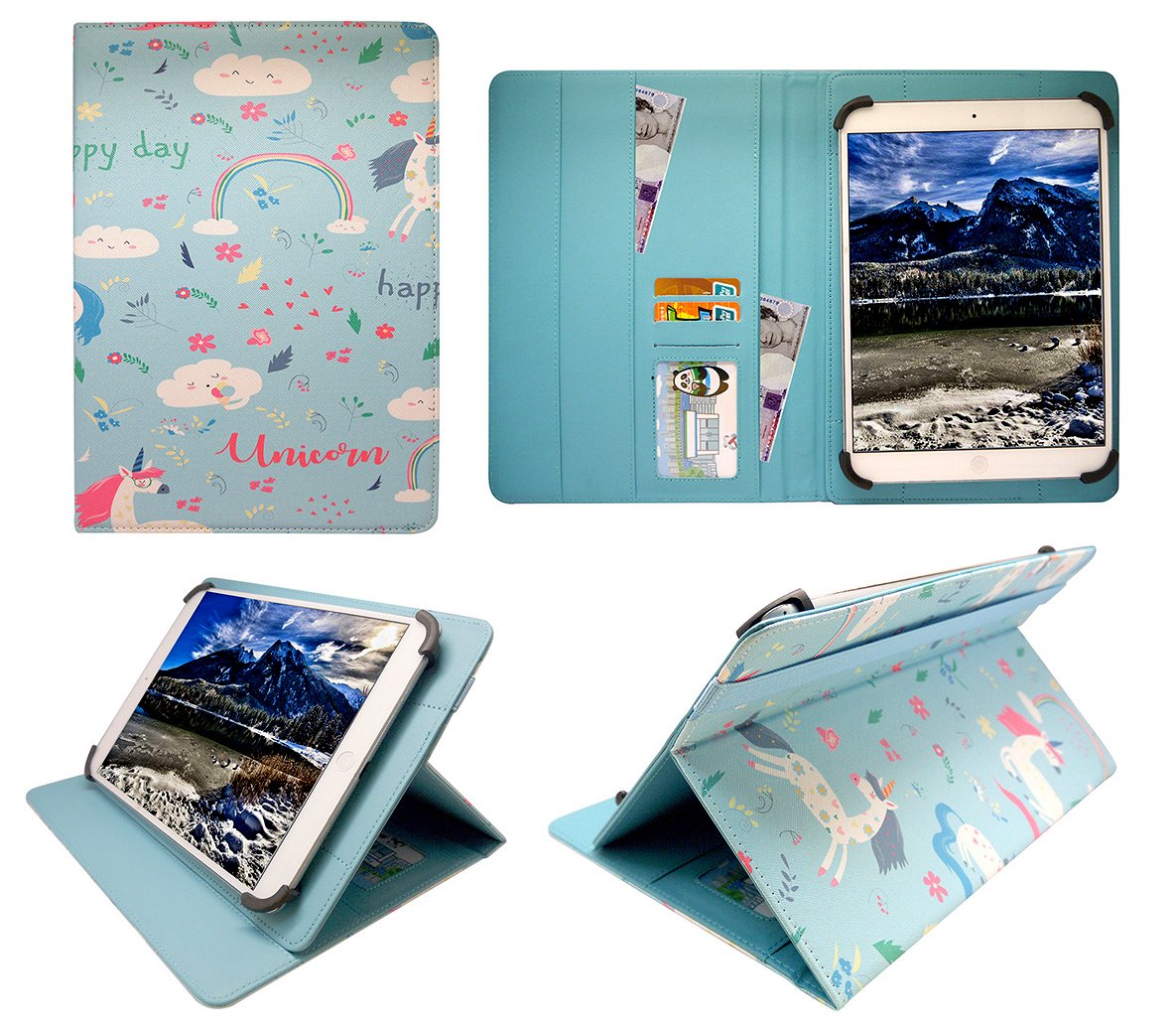 Sweet Tech Vodafone Tab Prime 7 4G 10.1 Inch Tablet Case - Universal Folio Cover with Wallet & Stand for 10-11 Inch Tablets - Perfect for Work, Travel & Entertainment