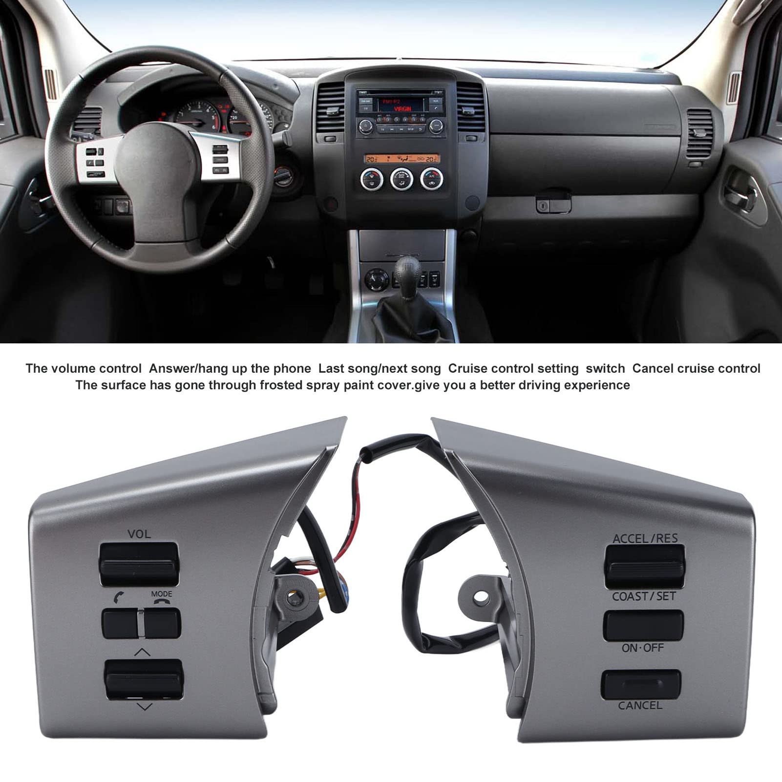 Replacement Steering Wheel Control Button for Nissan Xterra 2005-2012 - OEM Quality Car Steering Wheel Switch Buttons | Perfect for DIY Car Repairs & Vehicle Maintenance