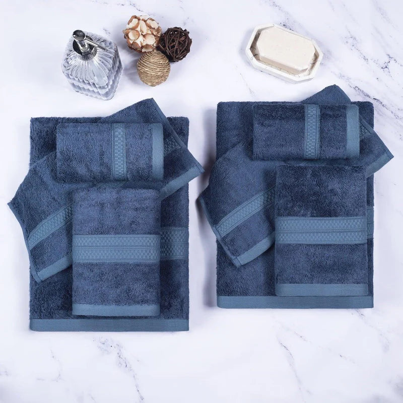 Ultra Soft Rayon Bamboo Cotton Blend 4-Piece Bath Towel Set | Premium Absorbent Quick-Dry Towels for Spa, Bathroom & Beach