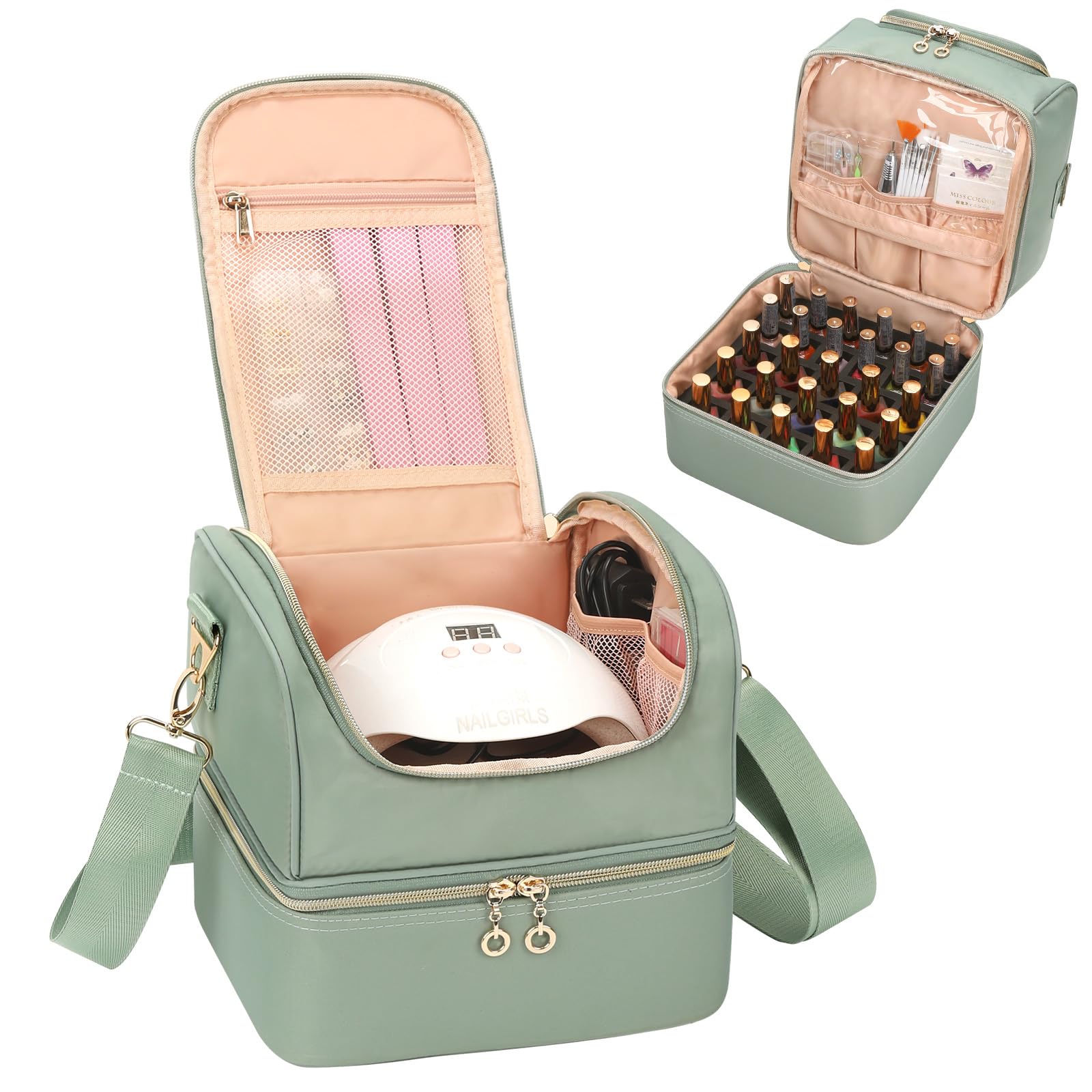 CUBETASTIC Nail Polish Organizer Case - Holds 27 Bottles & Nail Lamp, Portable Nail Tech Storage Box for Travel, Manicure Tools & Nail Supplies - Perfect for Salon Professionals & At-Home Nail Care