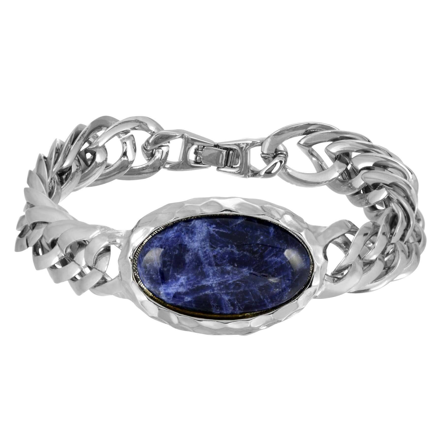 1928 Jewelry Men's Oval Chain Bracelet - Stainless Steel Adjustable Link Bracelet for Men - Perfect for Casual Wear, Gifts, and Special Occasions