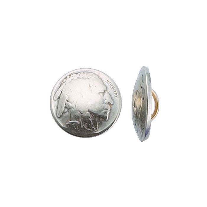 Wholesale Genuine Indian Head Silver Nickel Buttons - Domed & Polished with Sewing Loop Back for Coin Jewelry Making - Perfect for DIY Crafts, Vintage Costumes, and Historical Reenactments