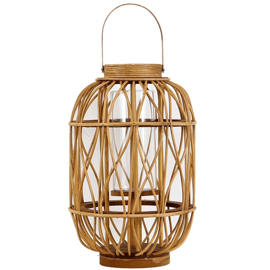 Creative Wooden Willow Rattan Candle Holder - Outdoor Windproof Candlestick for Courtyard, Wedding, Banquet & Party Decor | Elegant Table Centerpiece for Romantic Ambiance