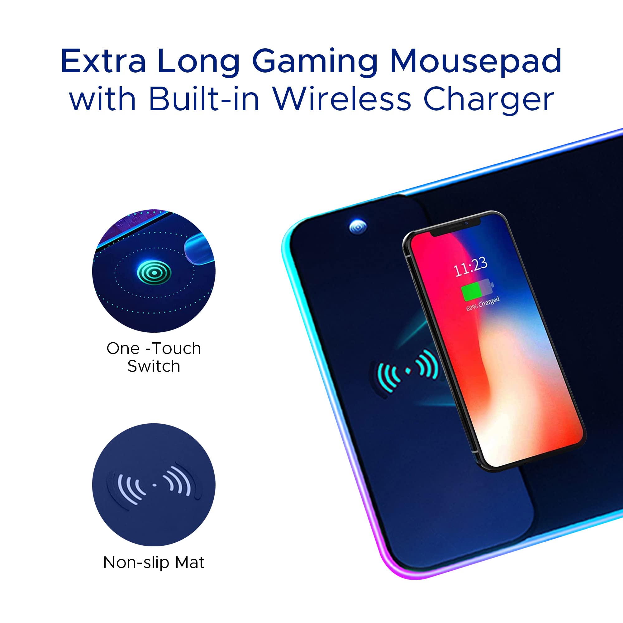 Wireless Charging RGB Gaming Mouse Pad - 12
