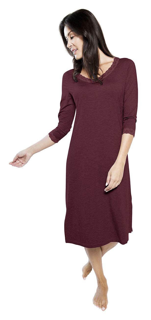 Lucienne Women's Nightgown - Soft & Comfortable Sleepwear for Women, Elegant Lace Trim Night Dress for Relaxing at Home or Romantic Evenings