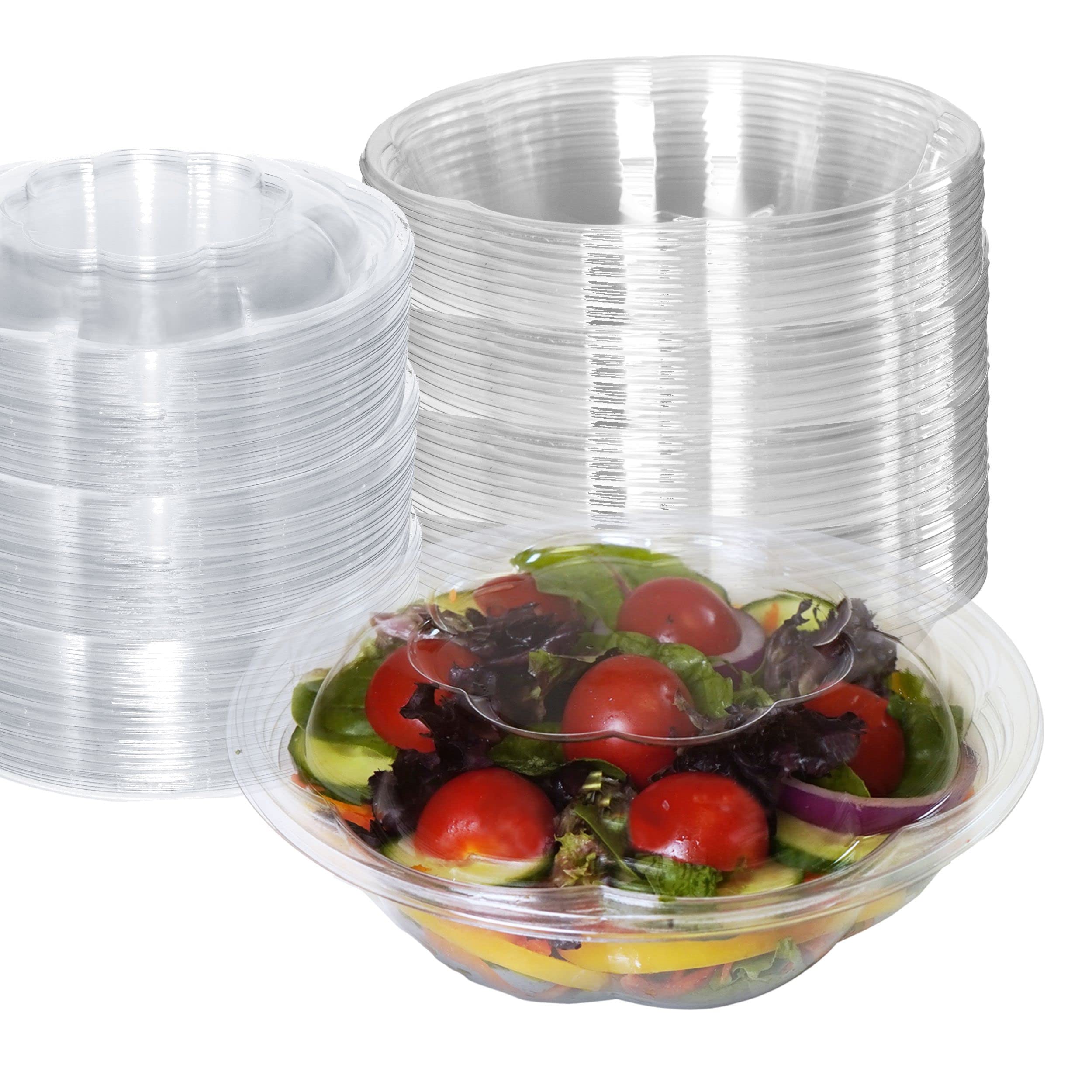 [600 Pack] 24oz Clear Plastic Salad Bowls with Lids - Disposable Airtight Food Storage Containers for Lunch, Meal Prep, Salads, Fruits, Parfait | Leak Proof & Fresh Keeping | Perfect for Office, Picnics, Catering & Takeout