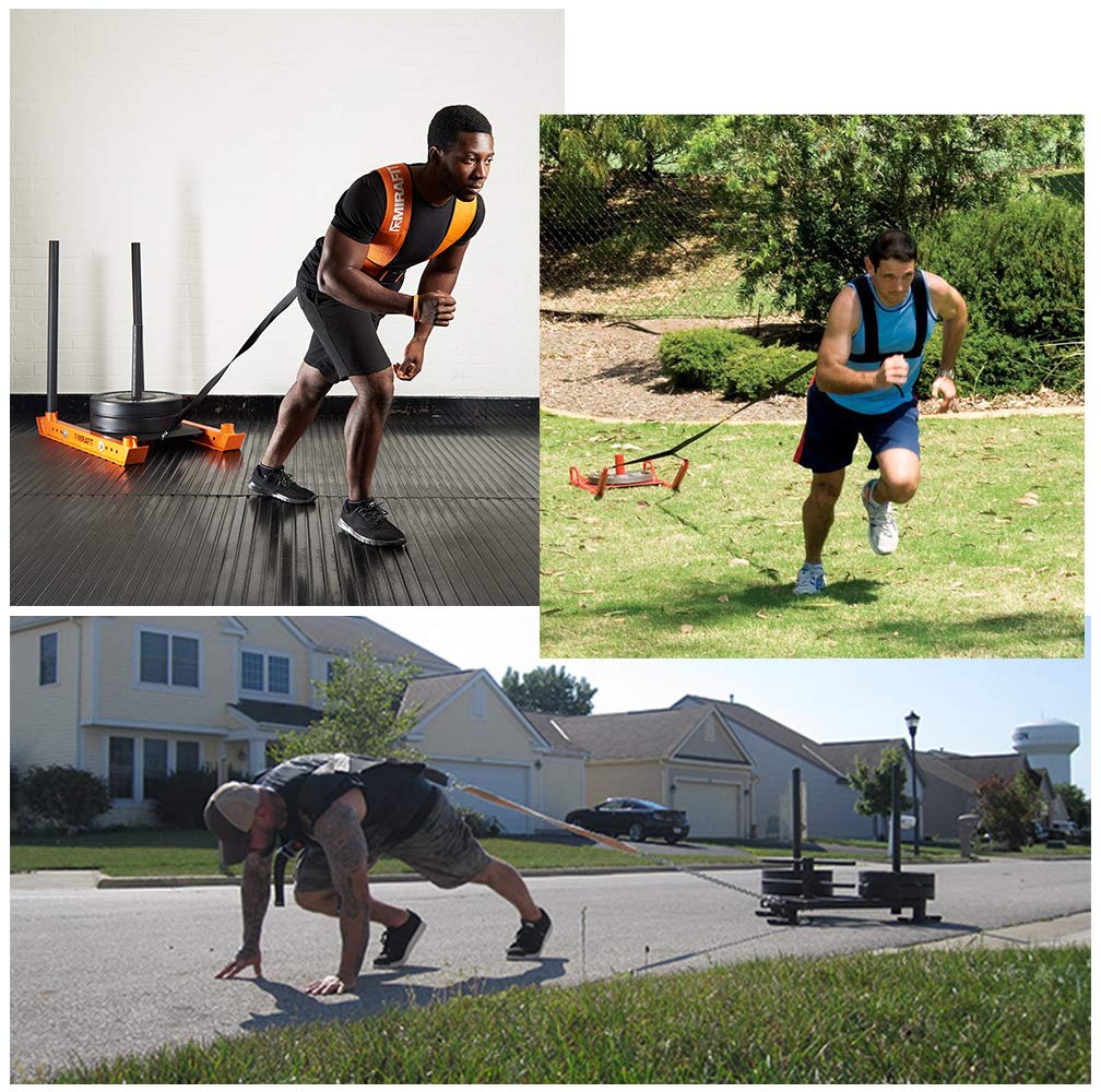 Premium Resistance Bands Set for Strength Training & Fitness - Double Endurance Weight Sled Harness Kit with Pulling Strap - Ideal for Sprinting, Running, Speed & Agility Workouts - Perfect for Home Gym, CrossFit & Athletic Training - Black
