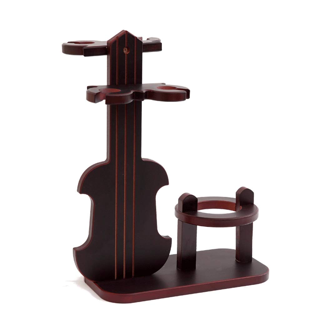 YAMIA Wooden Wine Rack Set - Holds 1 Bottle & 4 Glasses - Wine Bottle Holder & Glass Drying Rack - Home Bar Decor (Deep Burgundy) - Perfect for Kitchen Countertop, Dining Room & Wine Cellar Organization