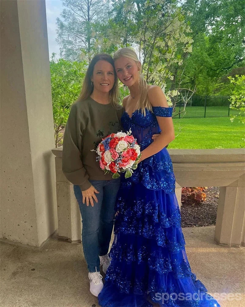 Elegant Royal Blue A-Line Off-Shoulder Long Prom Dress for Women | Formal Evening Gown 13734 | Perfect for Homecoming, Prom Night & Special Occasions
