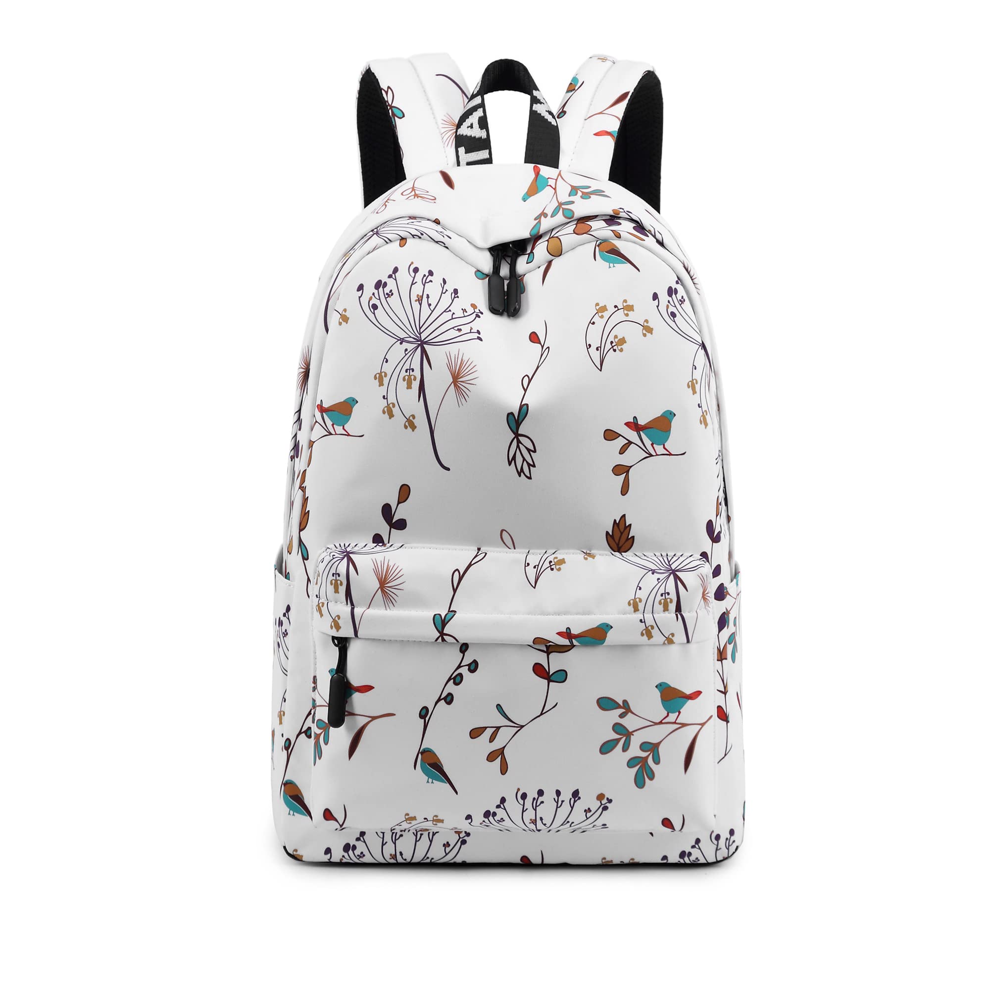 Kawaii 16.5 Inch Women's Cute Backpack - Retro Print School Bag for Girls, Japanese Aesthetic Large Capacity Backpack (White) | Perfect for School, Travel & Daily Use
