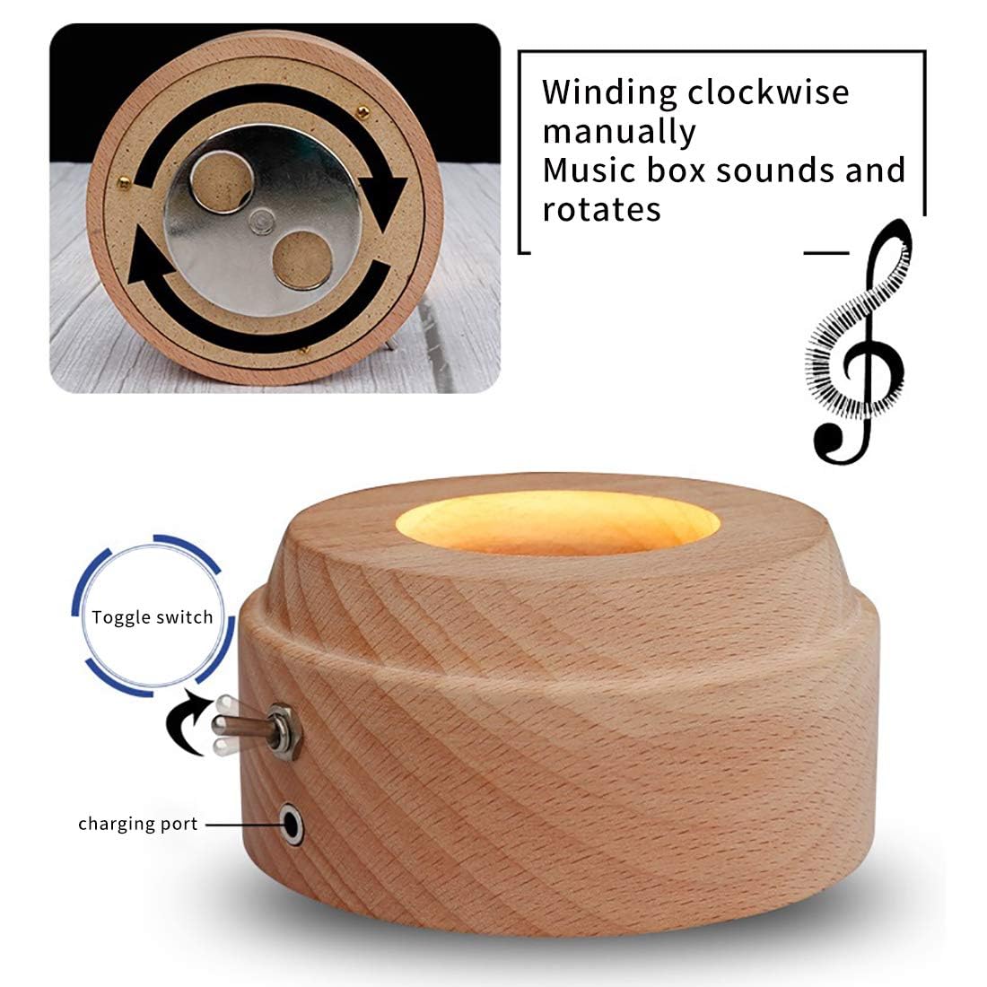 3D Crystal Ball Music Box with LED Light Projection - Luminous Rotating Musical Gift Box for Birthday, Christmas, Mother's Day & Thanksgiving | Perfect for Home Decor, Romantic Proposals & Special Occasion Gifts (Moon Design)