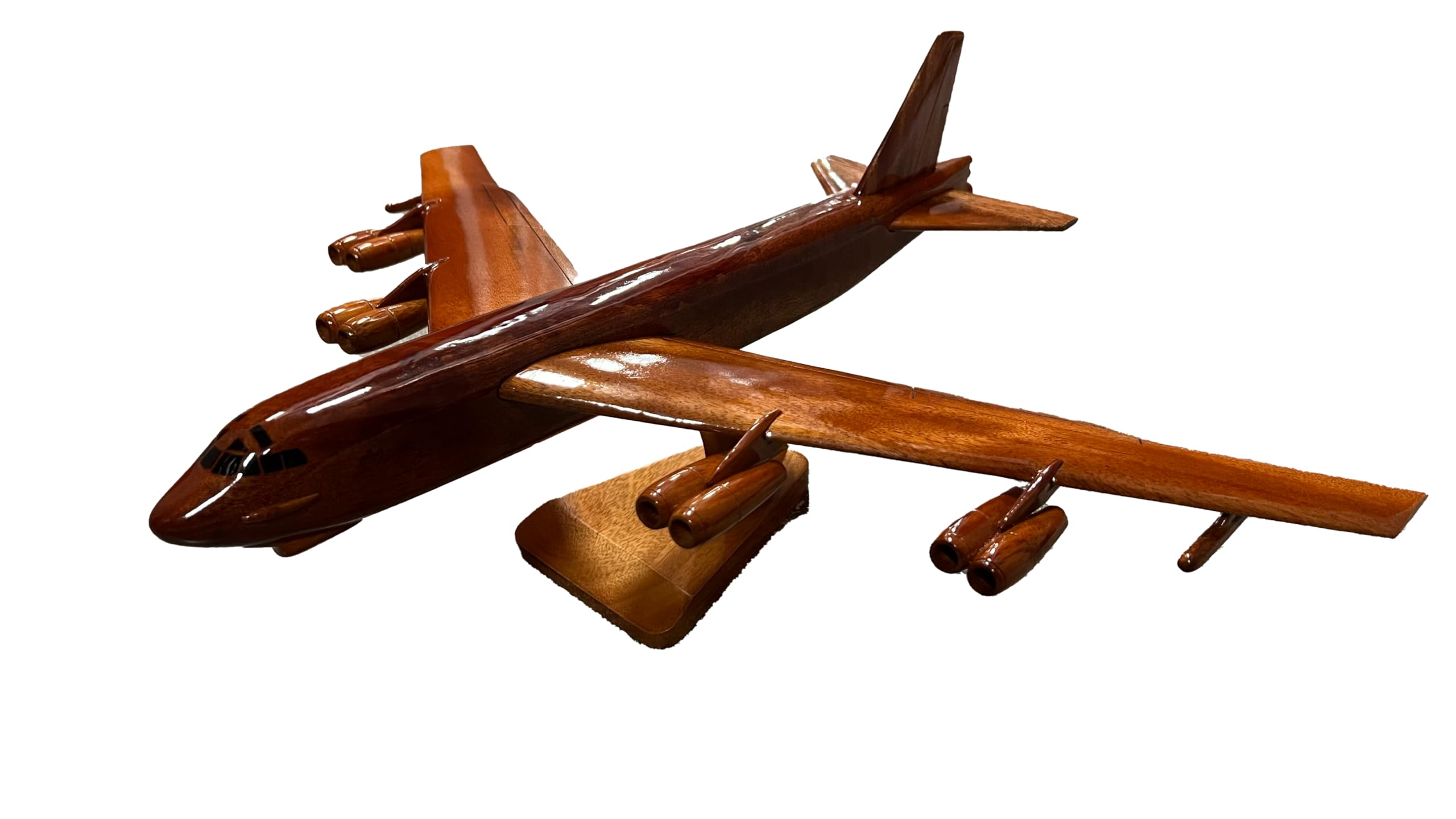 B52 Stratofortress Mahogany Wood Desktop Airplane Model - Handcrafted Military Aircraft Display for Office Decor, Aviation Enthusiast Gift & Home Decoration