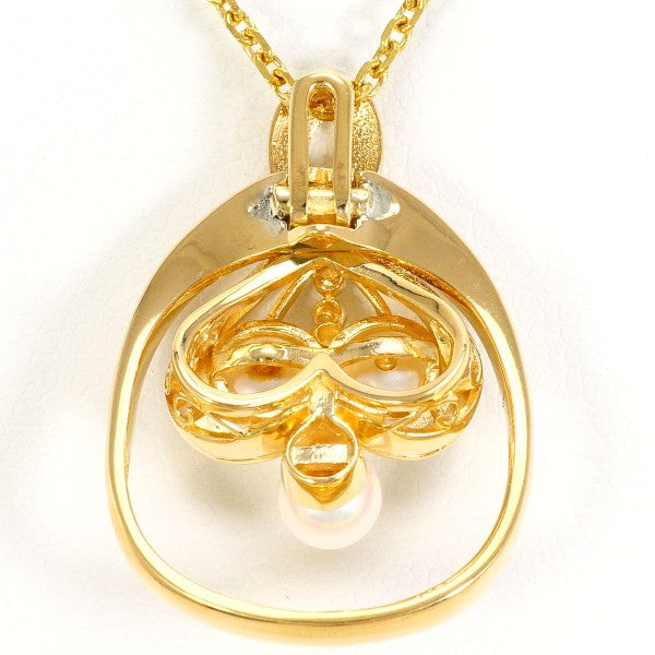18K Yellow Gold Akoya Pearl Diamond Pendant Necklace for Women - Elegant Bridal Jewelry & Anniversary Gift for Her