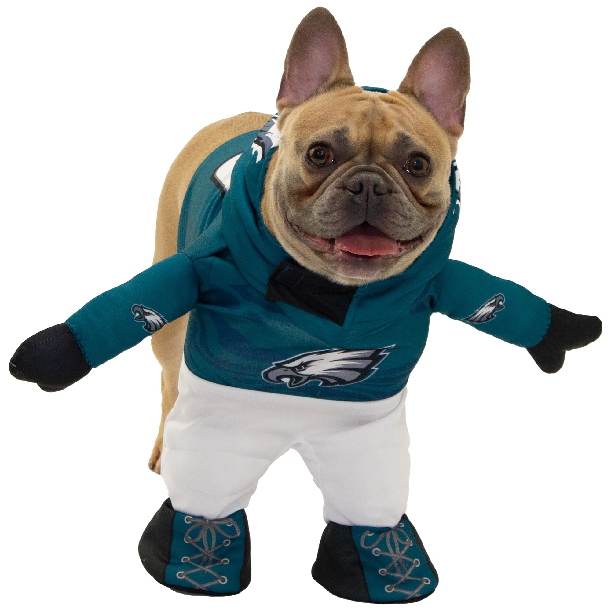 NFL Officially Licensed Philadelphia Eagles Running Dog Costume - 2pc Set with Bodysuit and Hat (Green, Large) for Game Day, Halloween, and Pet Parties