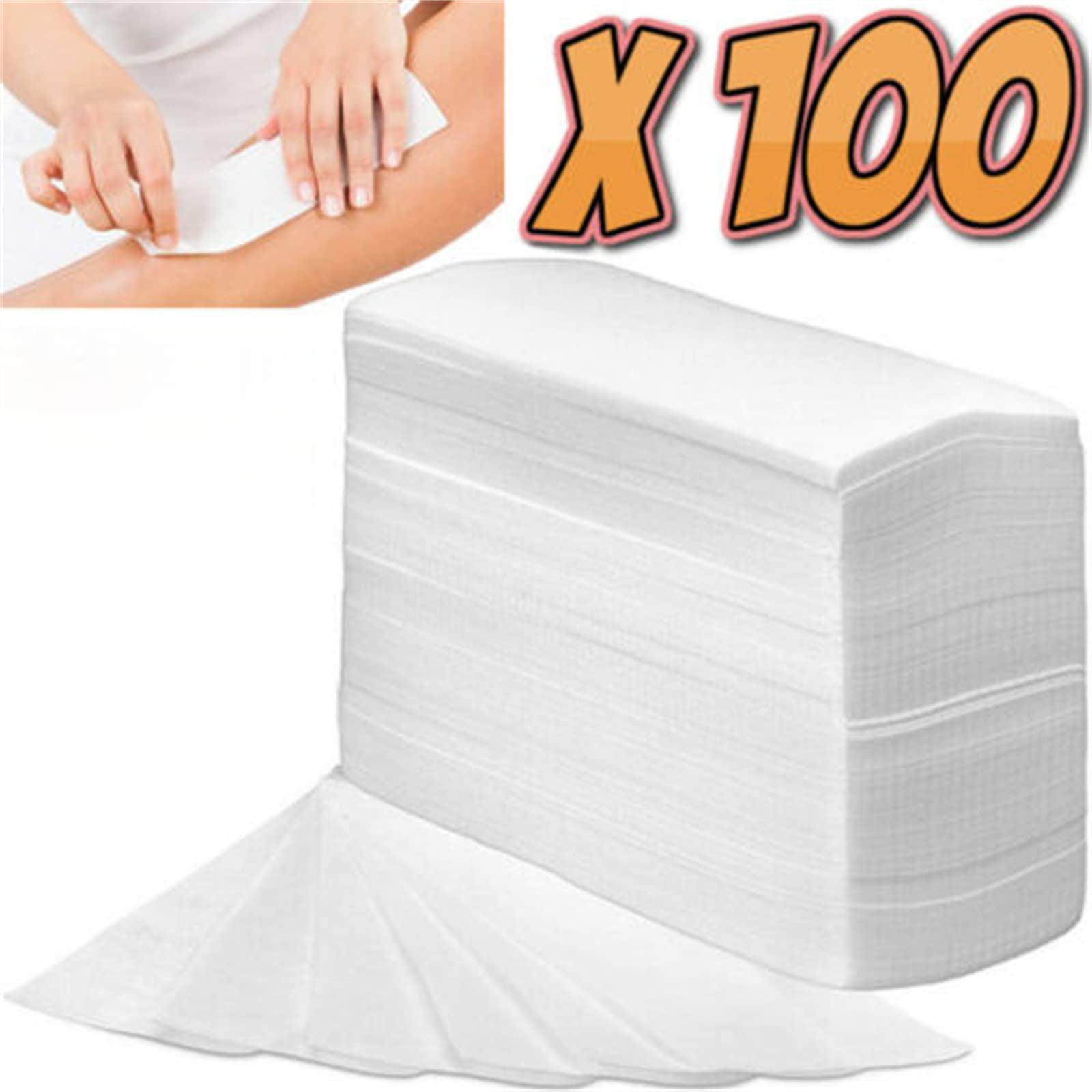 100 Salon-Grade Hair Removal Wax Strips for Legs & Body - Non-Woven Depilatory Paper for Sensitive Skin - Men & Women - Perfect for Home Waxing & Salon Use