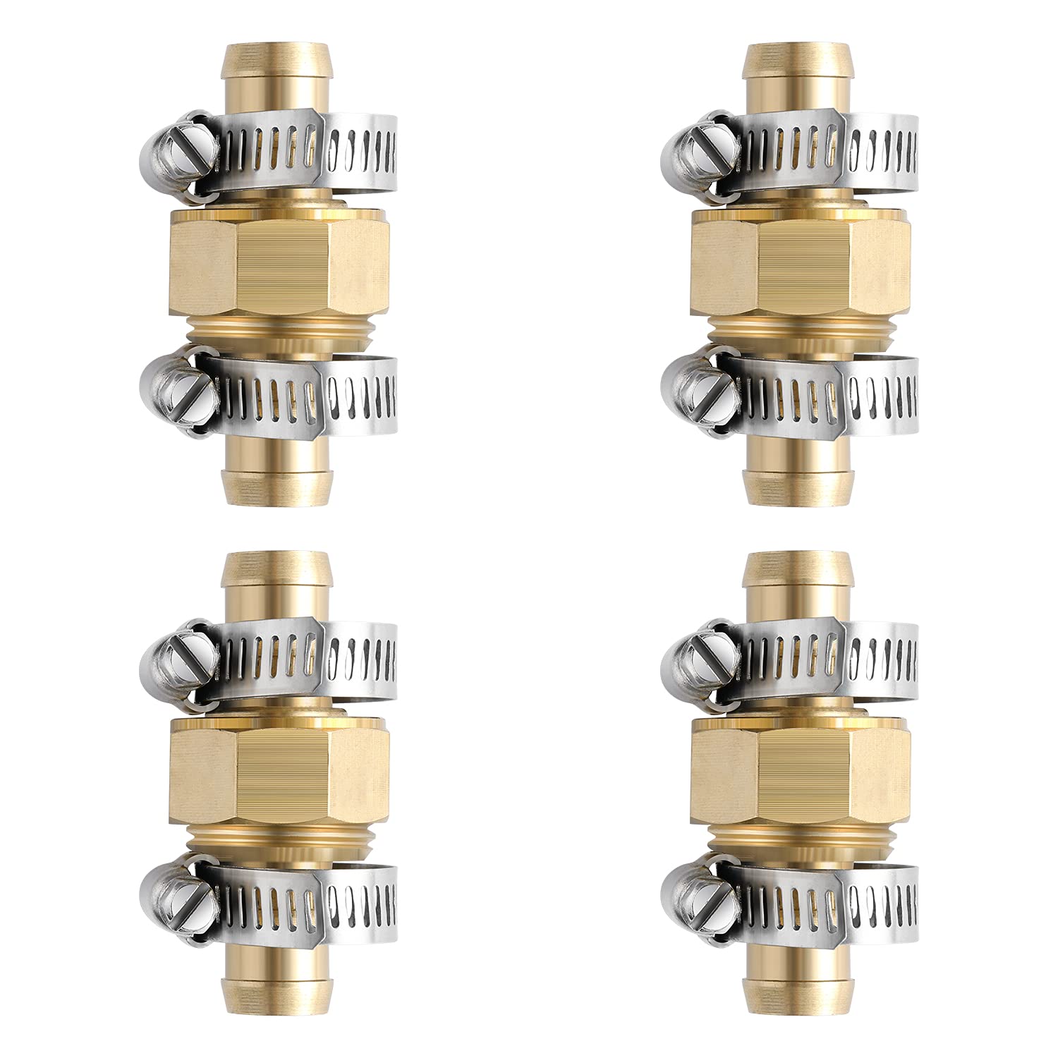 4 Sets Brass Garden Hose Mender - Female & Male 5/8