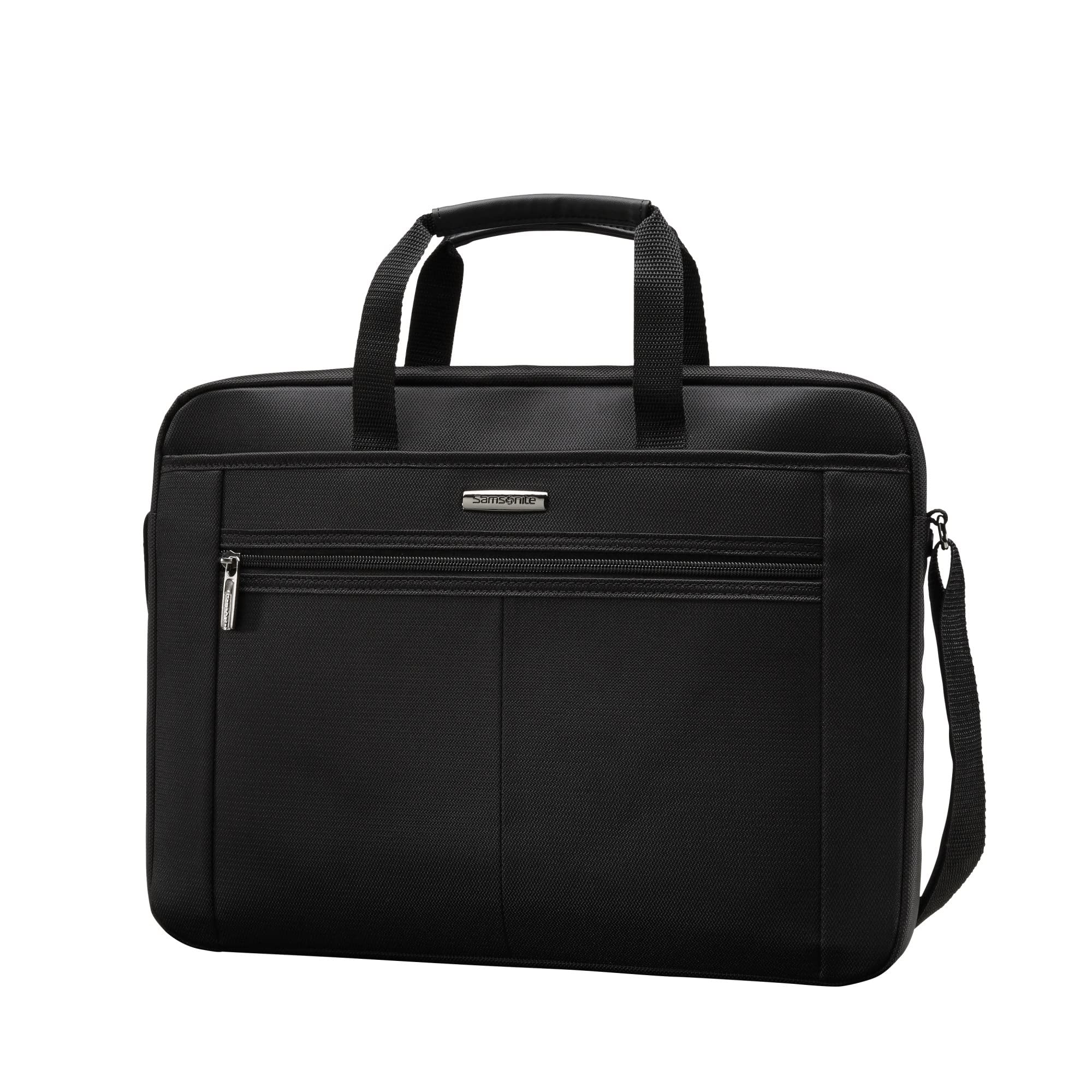 Samsonite® 15.4 Inch Laptop Briefcase - Slim Business Computer Bag with Single Gusset Design, Black & Gray - Perfect for Office, Travel & Commuting