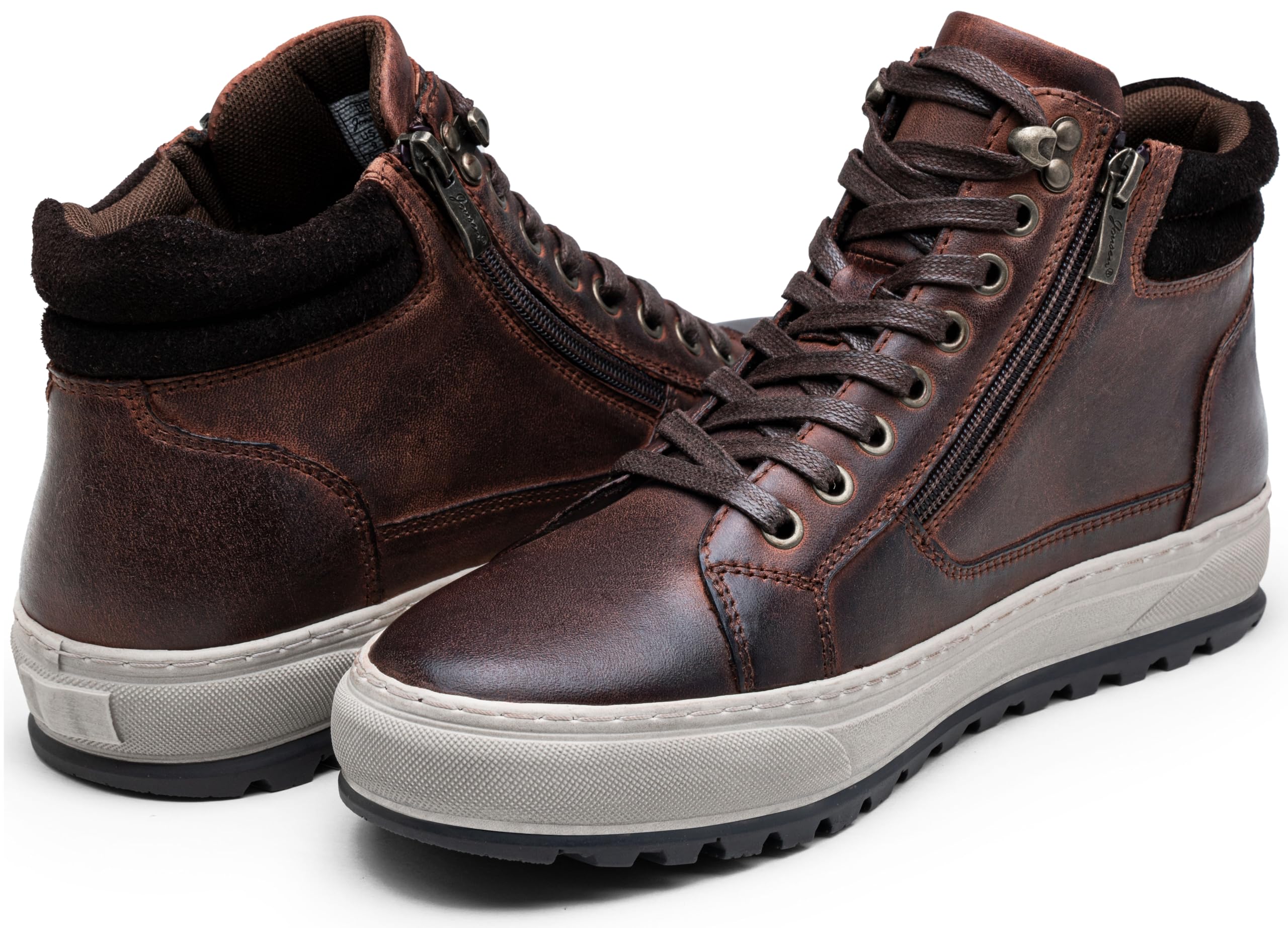 **Jousen Men's Casual Leather High Top Sneakers - Fashionable & Comfortable Shoes for Walking, Running & Daily Wear**