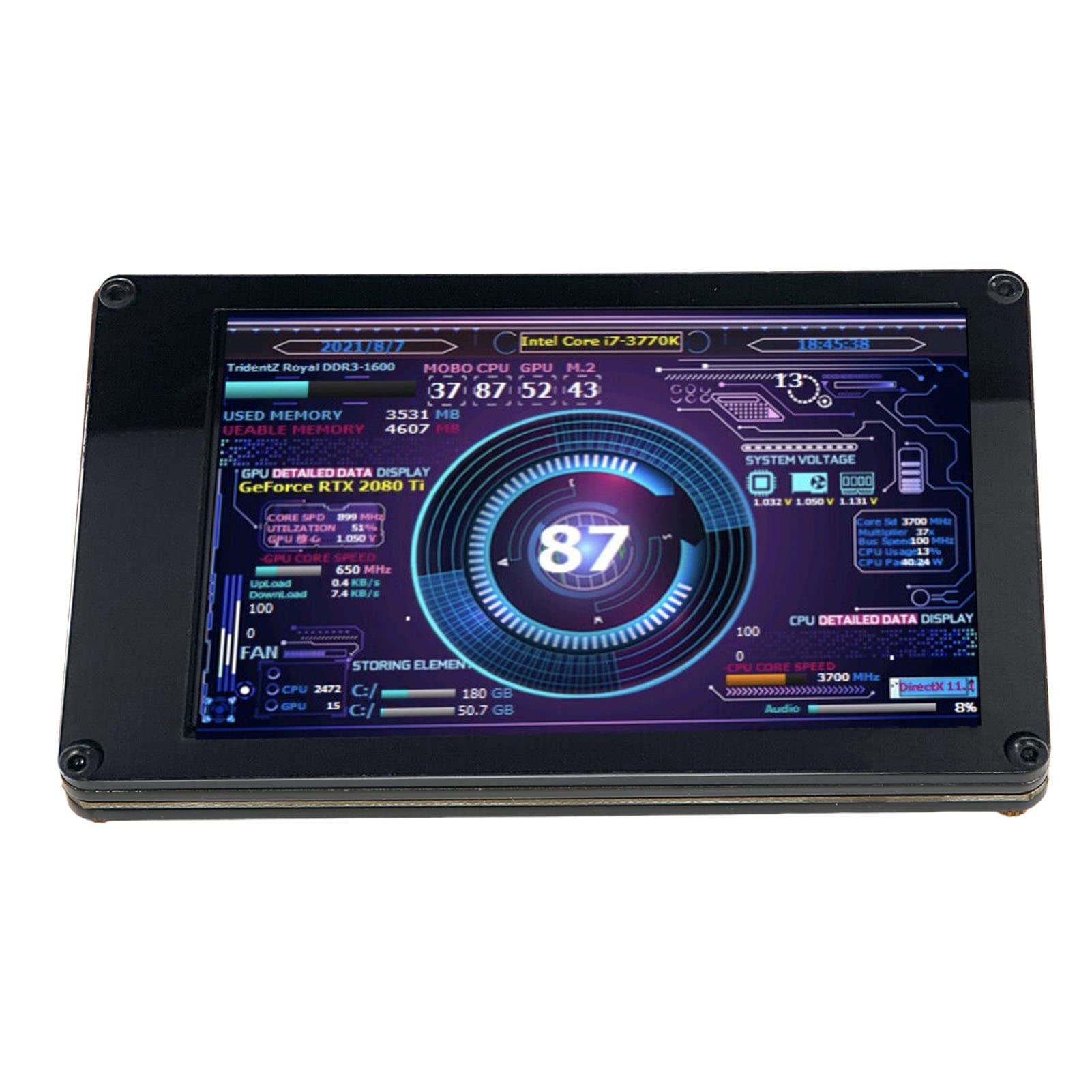 3.5 Inch IPS USB Mini Screen - PC CPU RAM Temperature Monitor with Real-Time Data Display | Computer Hardware Diagnostic Tool for Gaming PC, Workstation & Server Monitoring
