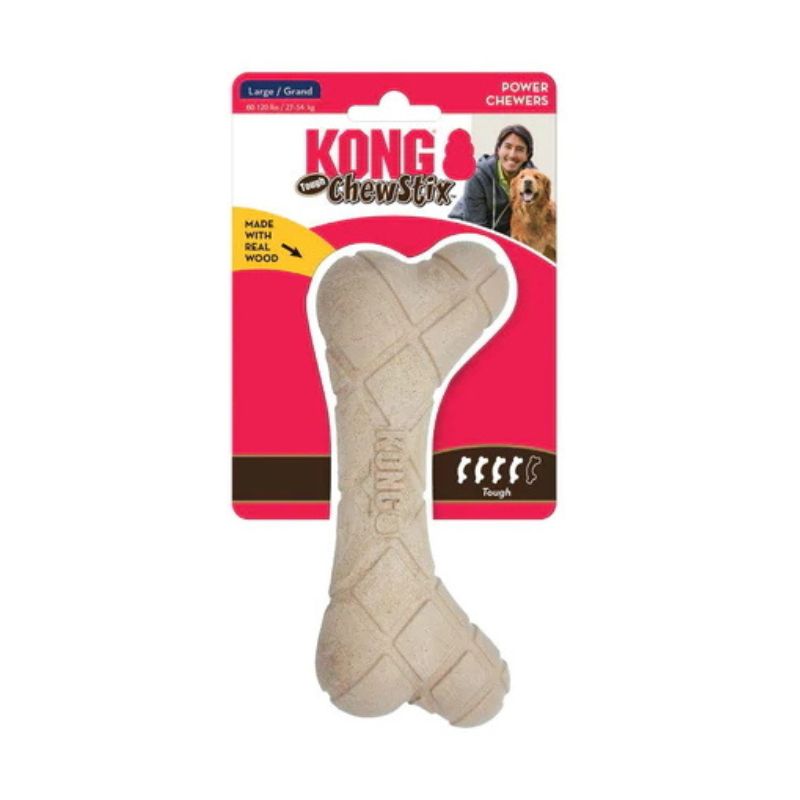 Kong Chewstix Tough & Safe Real Wood Femur Dog Chew Stick - Durable Natural Dog Chew Toy for Aggressive Chewers, Puppy Teething & Dental Health - Perfect for Indoor/Outdoor Play, Training Rewards & Anxiety Relief
