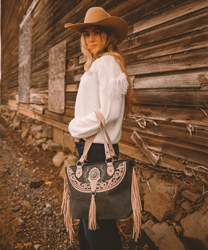 Montana West Cut Out Fringe Concealed Carry Tote Bag Set - Stylish & Functional Purse for Women, Perfect for Everyday Use, Travel, and Concealed Carry