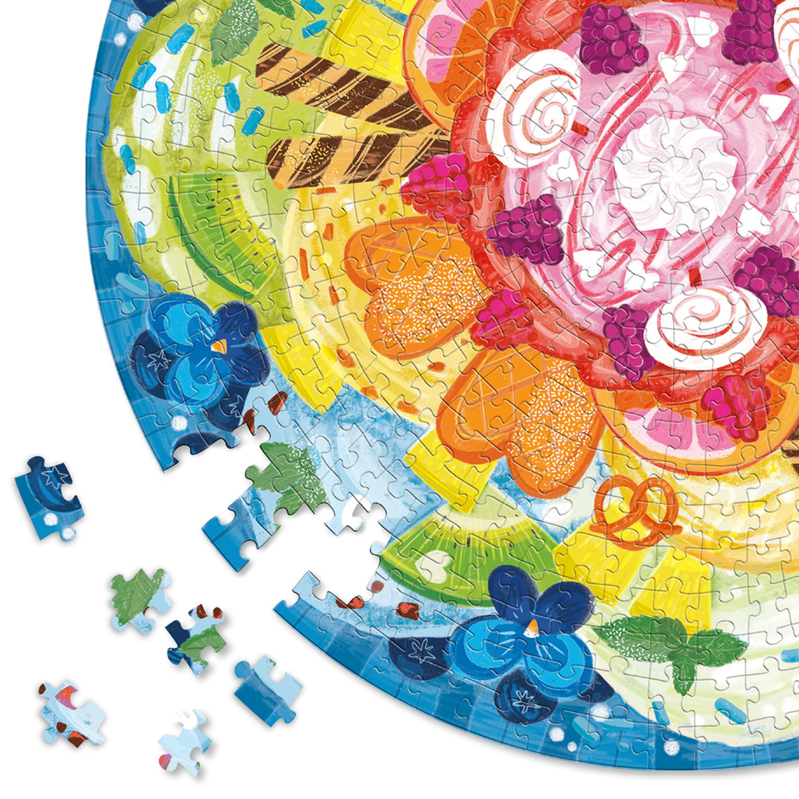 Ravensburger 500 Piece Round Ice Cream Puzzle for Adults & Kids - Premium Round Jigsaw Puzzle with Glue for Framing - Fun Family Activity, Home Decor & Gift Idea