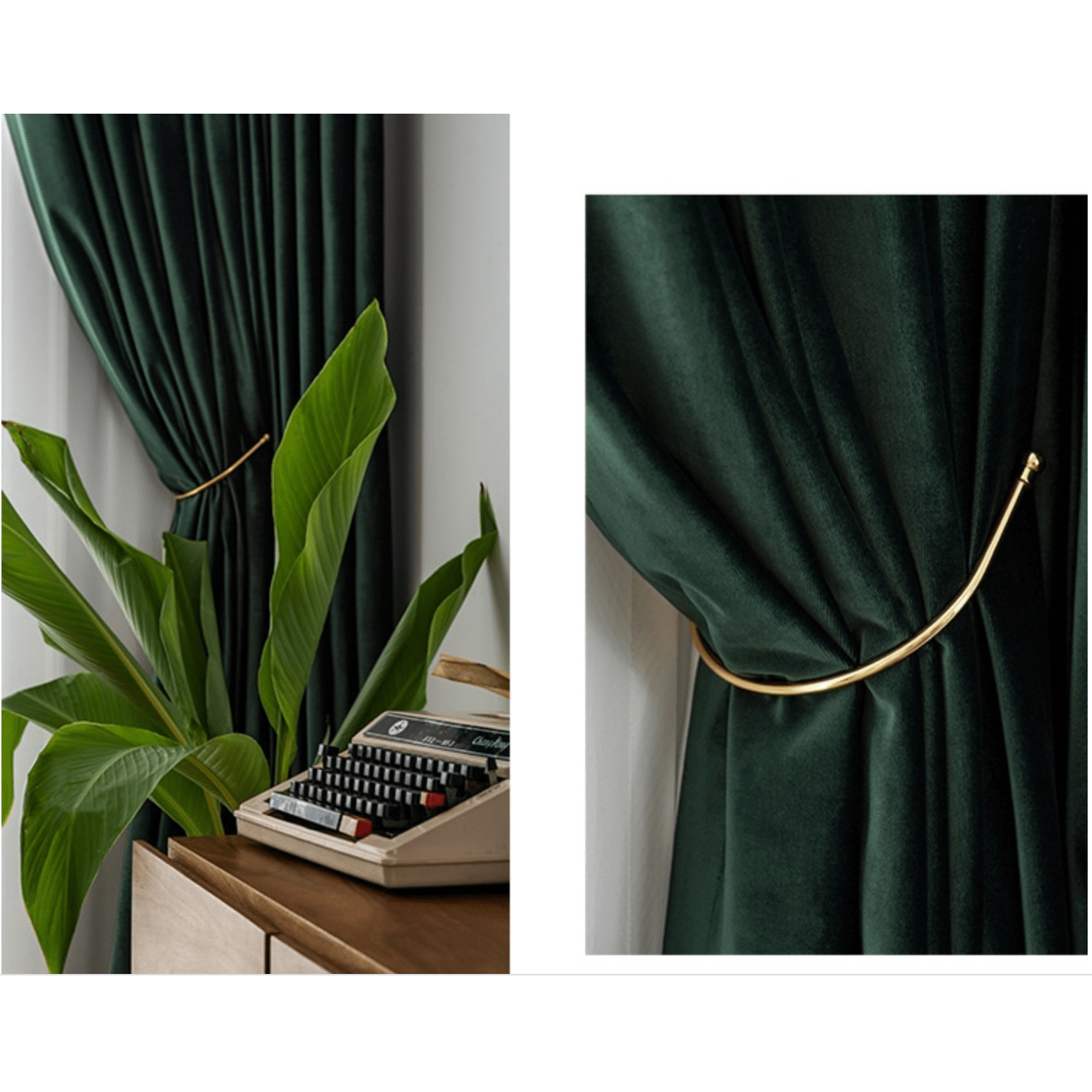 Nordic Dutch Plain Velvet Curtains - Dark Green & Olive - Blackout Thermal Insulated Drapes for Living Room, Bedroom, Home Theater