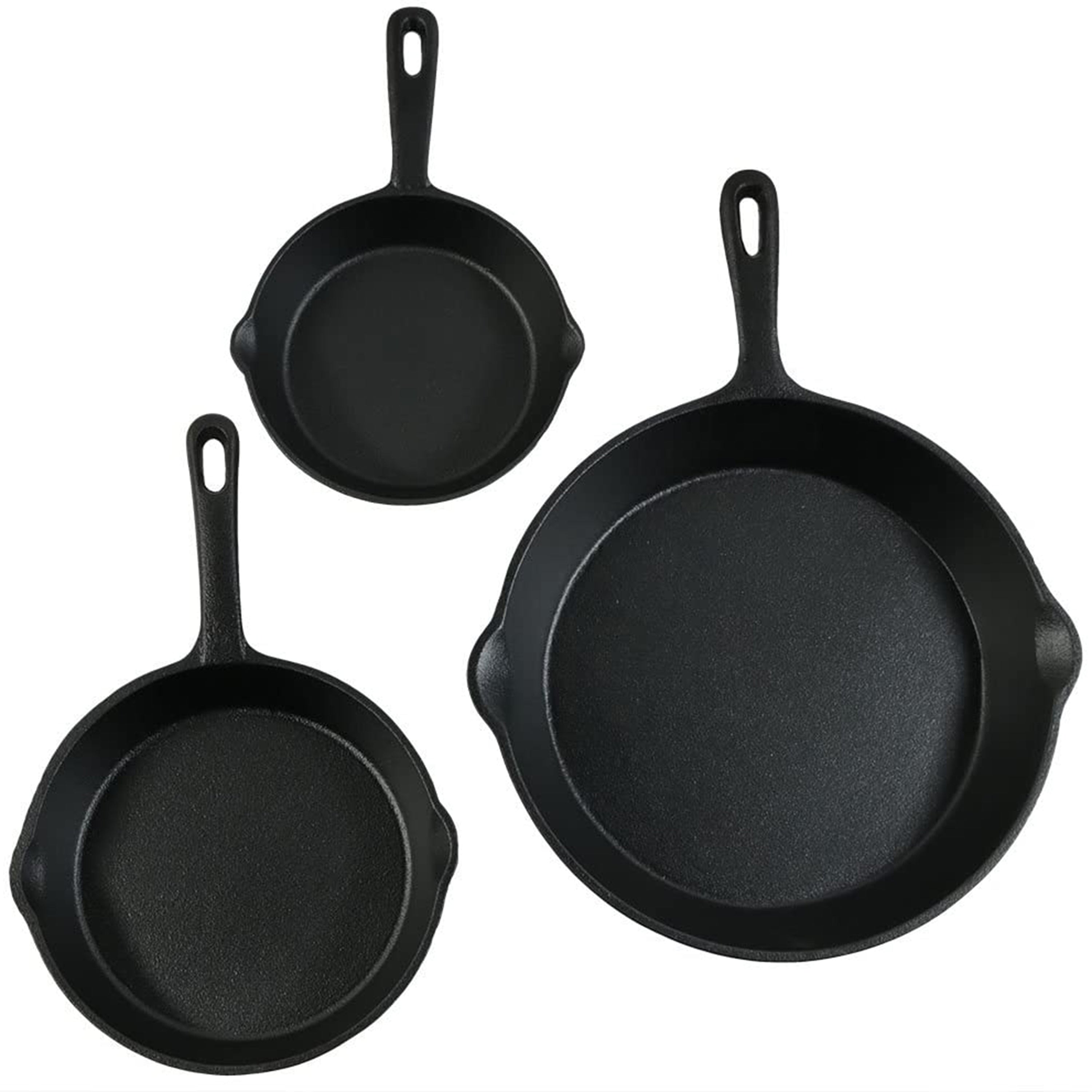 Premium Pre-Seasoned 3-Piece Cast Iron Skillet Set - 8