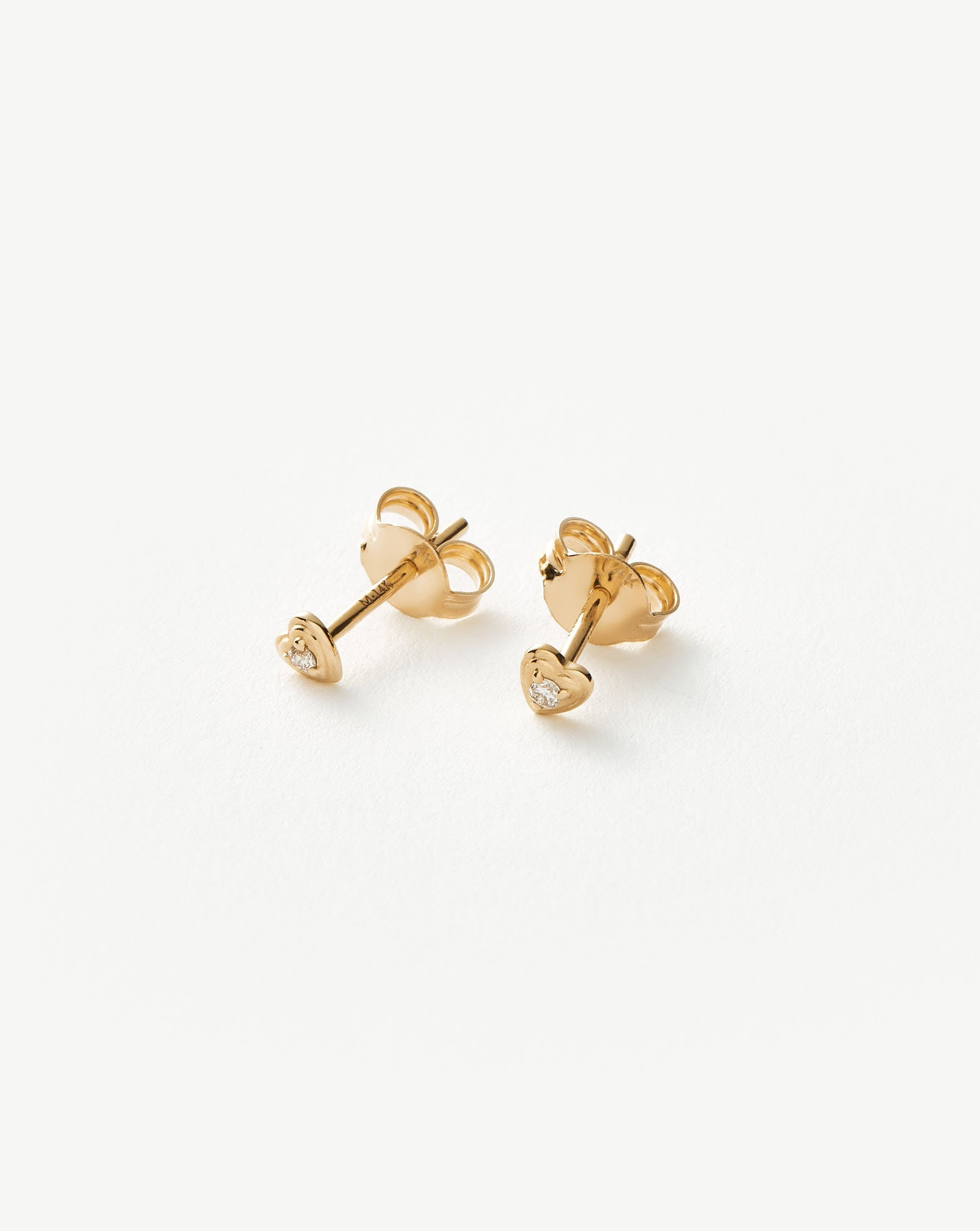 Exquisite Diamond Heart Stud Earrings - 14K Gold/Platinum - Perfect for Valentine's Day Gifts & Anniversary Presents