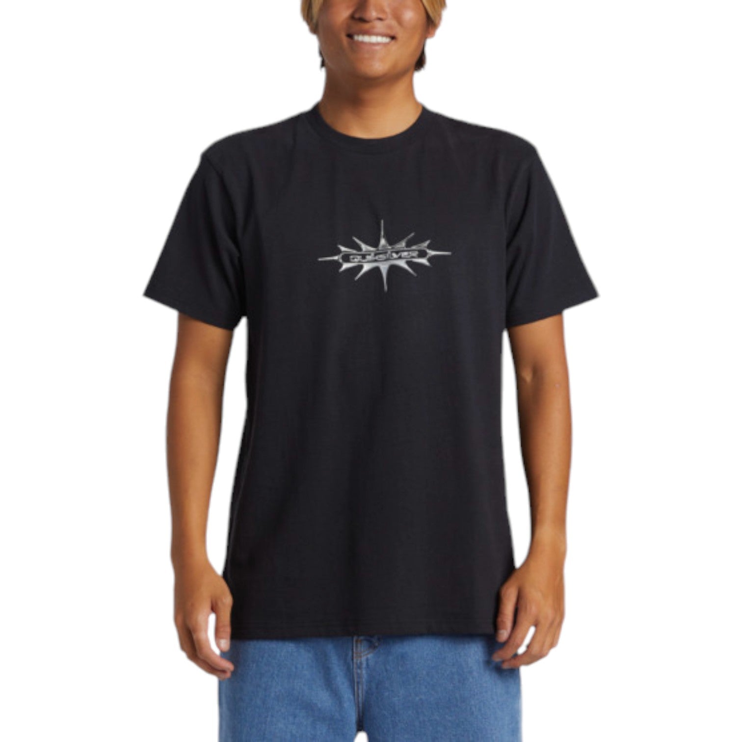 Quiksilver Thorn Badge STN Black T-Shirt for Men - Comfortable Cotton Tee for Surfing, Skateboarding & Casual Wear
