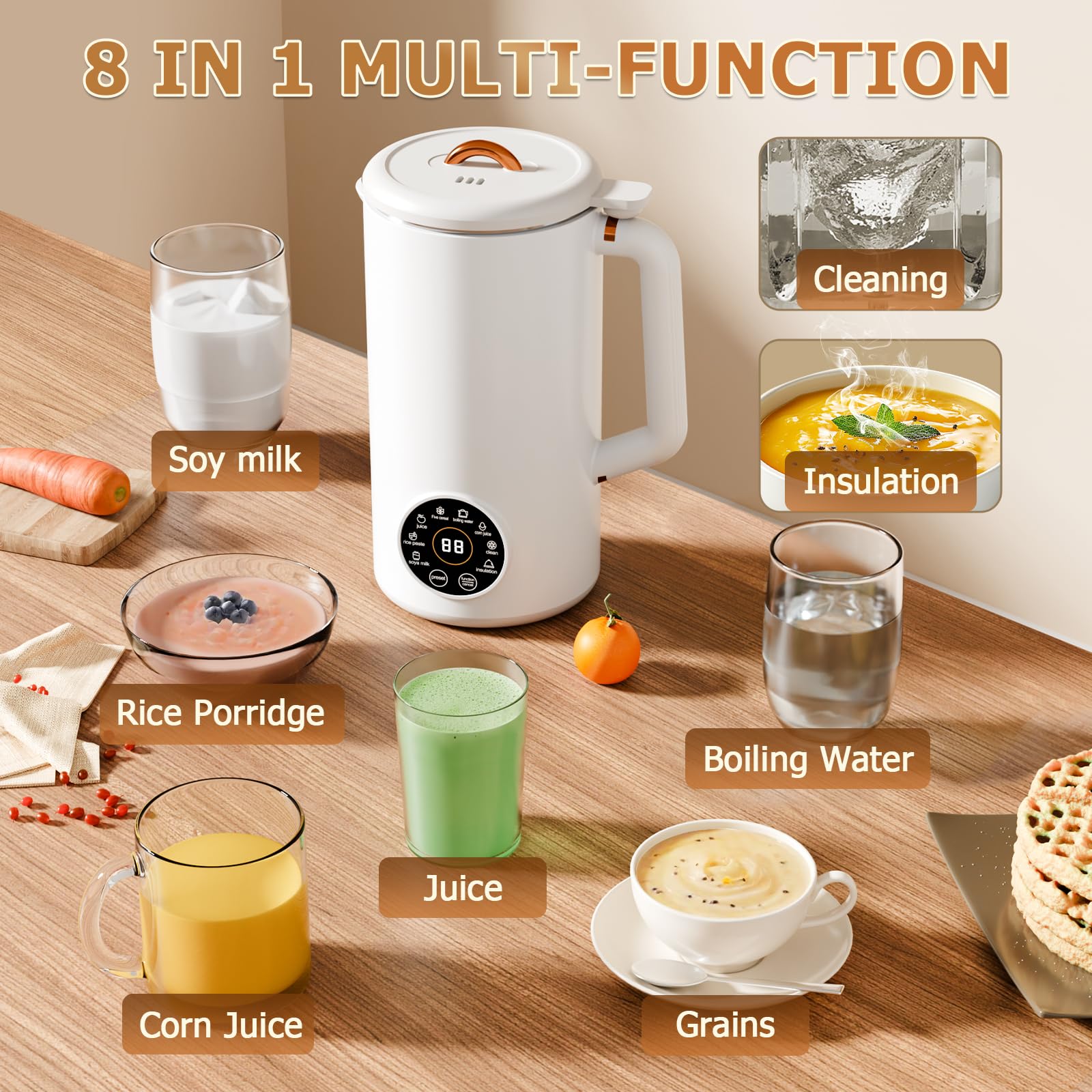 34oz Nut Milk Maker Machine - Automatic Almond, Oat, Coconut & Soy Milk Maker with 12H Timer, Self-Cleaning & Keep Warm Function | Perfect for Vegan, Dairy-Free & Plant-Based Milk Lovers at Home or Cafe