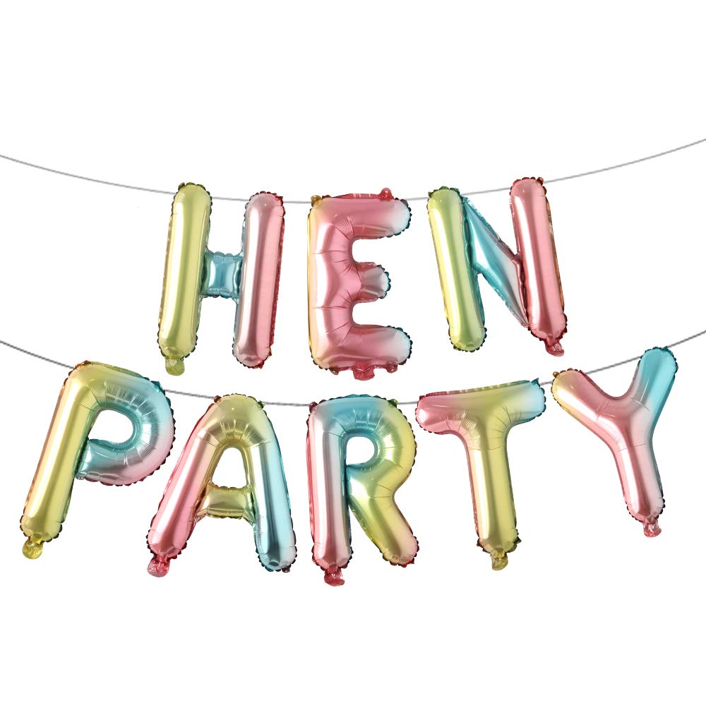 16 Inch Rainbow Foil Mylar Balloon Letters Kit - Perfect for Bachelorette Party, Hen Party & Wedding Decorations - Includes Banner & Party Supplies for Celebrations