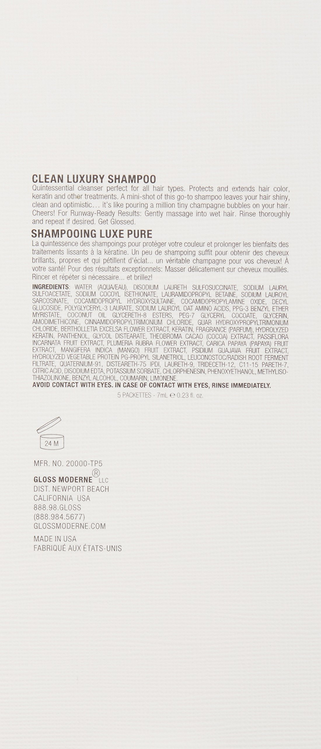 GLOSS MODERNE Luxury Travel Shampoo 5-Pack - Repairing Hair Treatment for Damaged & Dry Hair - Mediterranean Almond & Coconut Scent with Cognac Notes - Soft, Shiny Hair Care - Perfect for Vacations, Hotels & On-the-Go Haircare