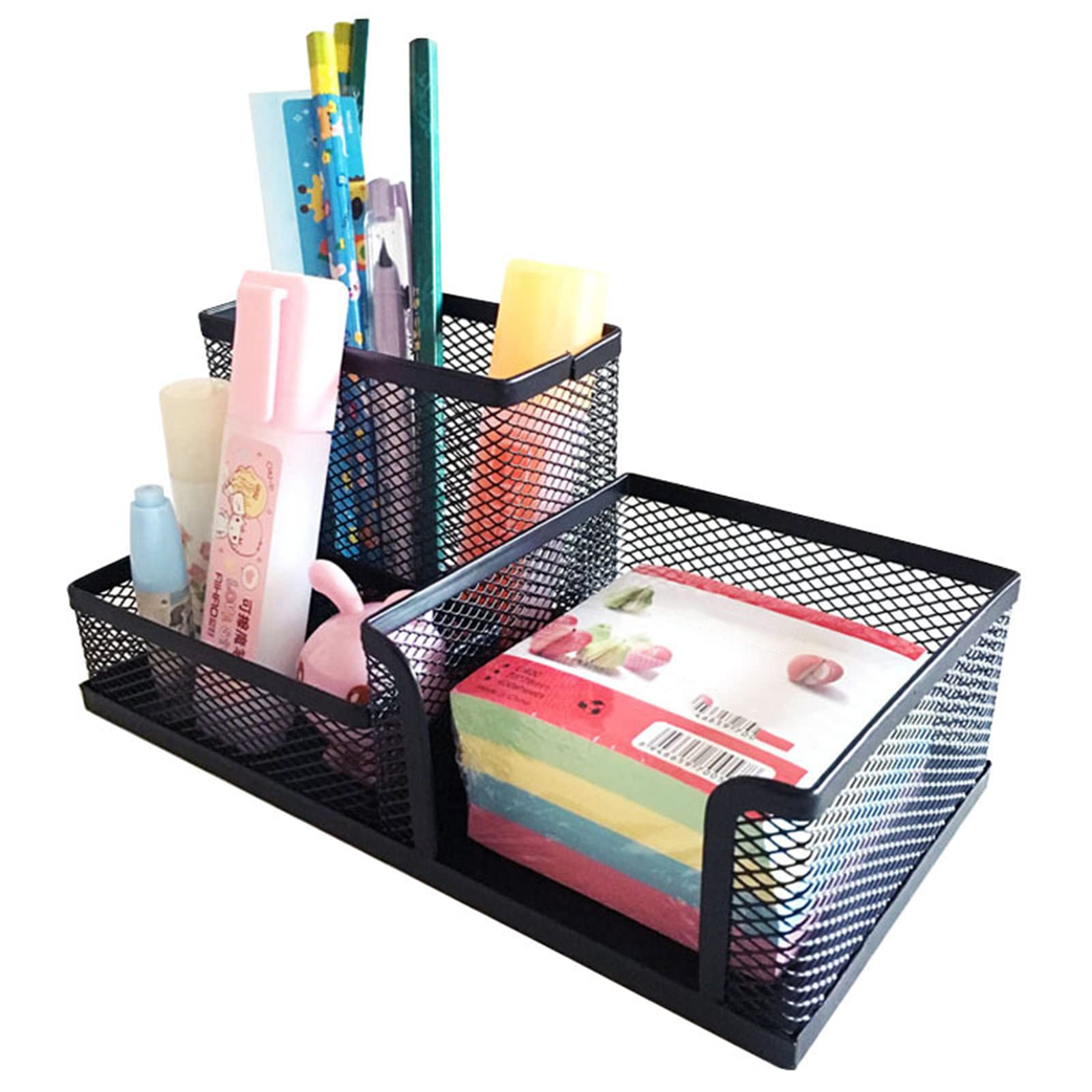 Premium Mesh Desk Pen Holder & Desktop Storage Box - Multifunctional Office Organizer for Pens, Clips & Supplies (Black) | Perfect for Home Office, Study & Workspace Organization