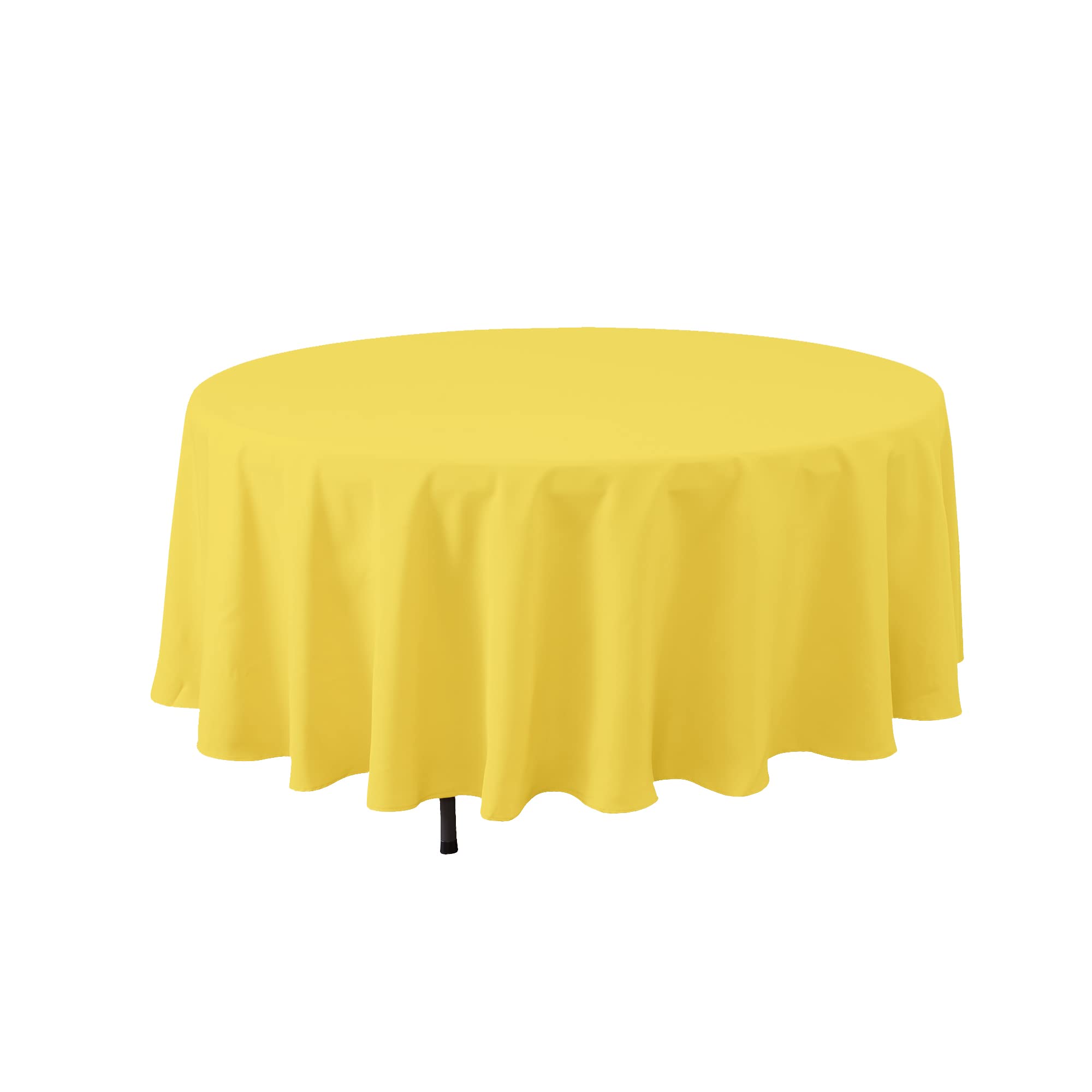 Simply Elegant 108-Inch Round Premium Polyester Tablecloth - Washable Banquet Table Cover for Weddings, Parties & Events - Durable Home Decor with Finished Hem (Yellow) - Perfect for Dining Tables, Buffets & Outdoor Gatherings