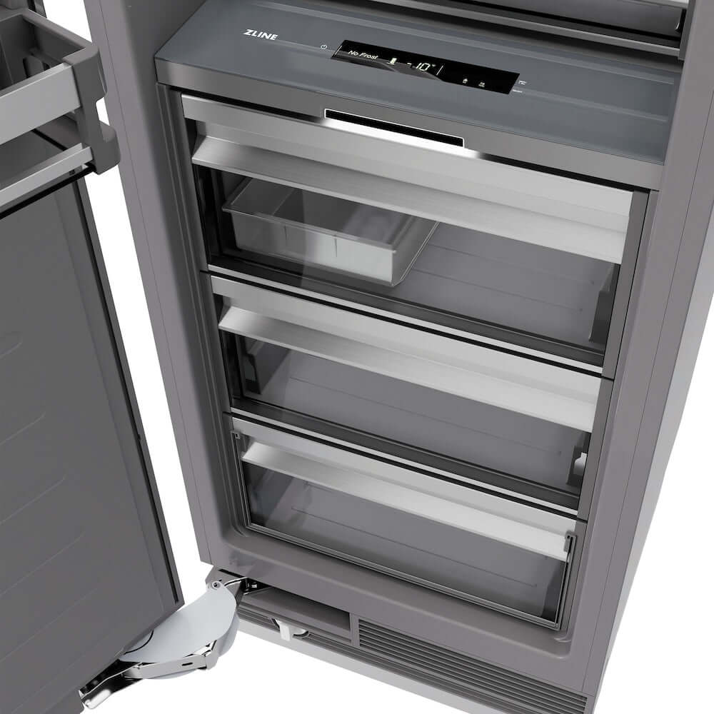 ZLINE Autograph Edition 24-Inch Panel Ready Column Freezer - 12.4 cu.ft Capacity, Graphite Gray Interior with Champagne Bronze Accents (RBCFVZ 24 CB) - Perfect for Home Bars, Restaurants, and Commercial Kitchens