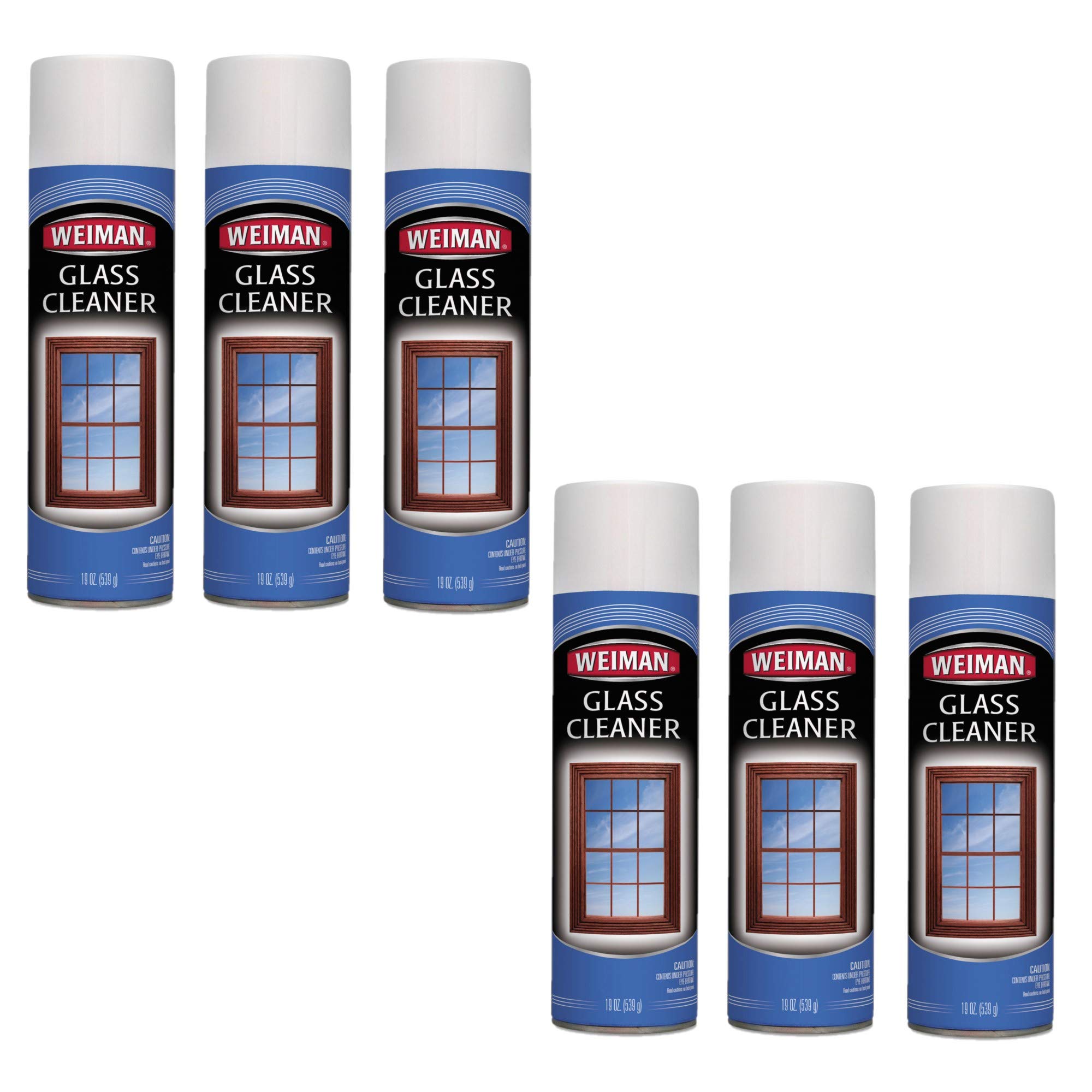Weiman Glass Cleaner 19 oz (Pack of 6) - Streak-Free Formula for Windows, Mirrors & Glass Surfaces - Perfect for Home, Office & Car Cleaning