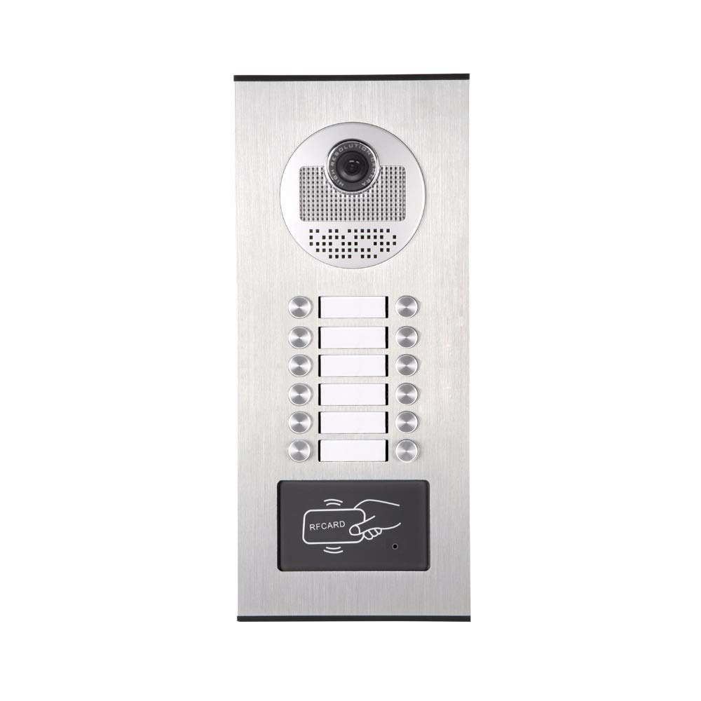 12-Key Wired Video Intercom Doorbell with IR Night Vision & Key Fob Unlock - Apartment Security System for Multi-Unit Buildings, Offices & Gated Communities