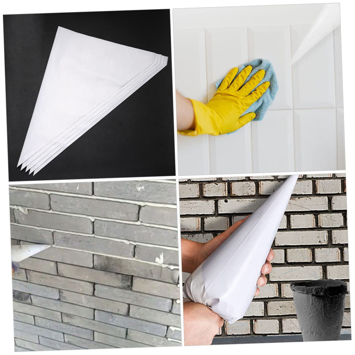 SEWOART 100pcs Plastic Grout Sealer Removal Tool Kit - LDPE Tile Pointing Bags, Cement Piping Bags for Ceramic & Concrete Sealing - DIY Home Improvement & Professional Tile Installation Accessories
