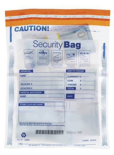 Dual Pocket Deposit Bags 9x12 Inches - 100 Pack for Cash Handling, Bank Deposits & Retail Security | Heavy-Duty Nylon with Lockable Zippers