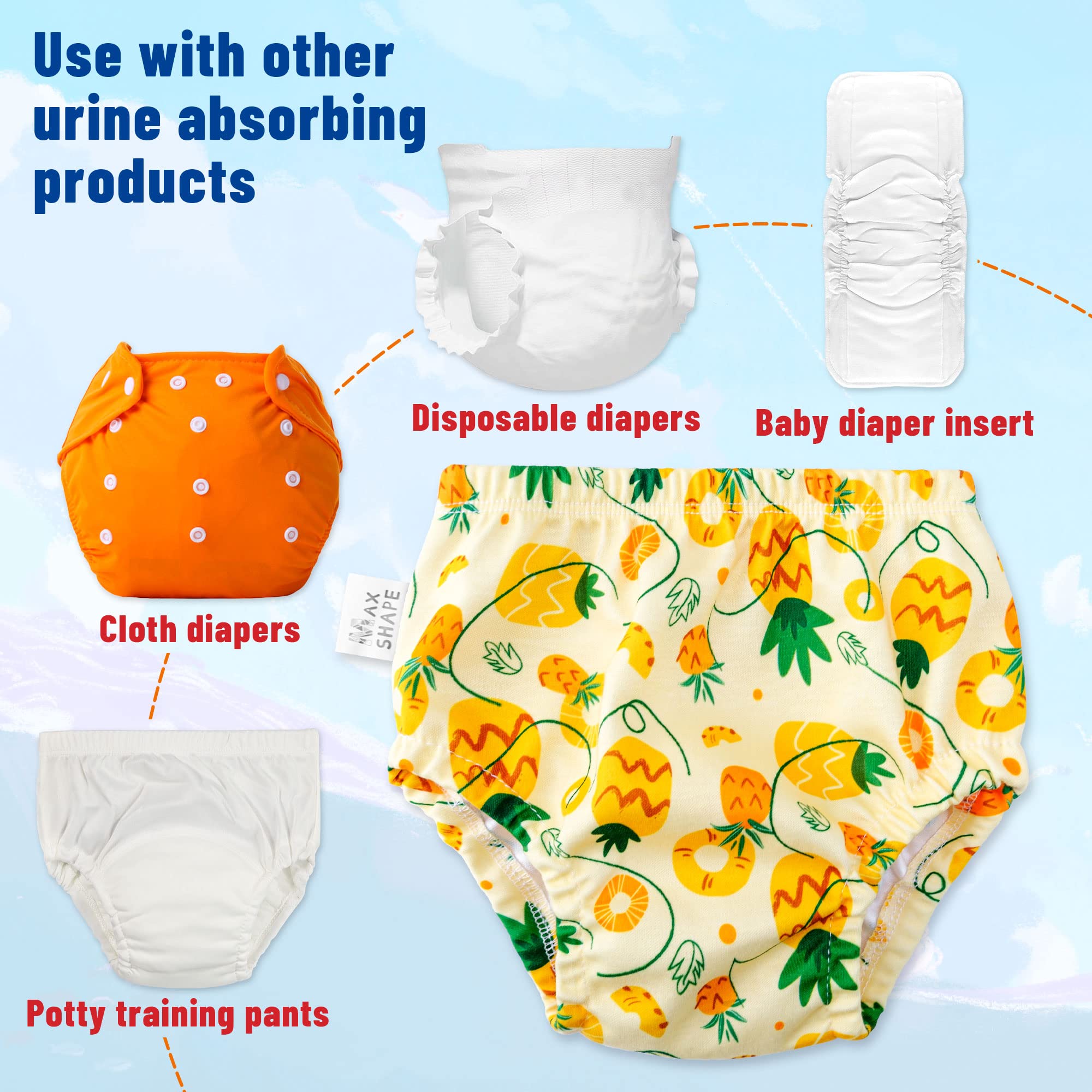 Waterproof Rubber Training Underwear for Toddlers - Max Shape Potty Training & Swim Diaper Cover - Leak-Proof, Reusable for Swimming, Potty Learning & Outdoor Activities