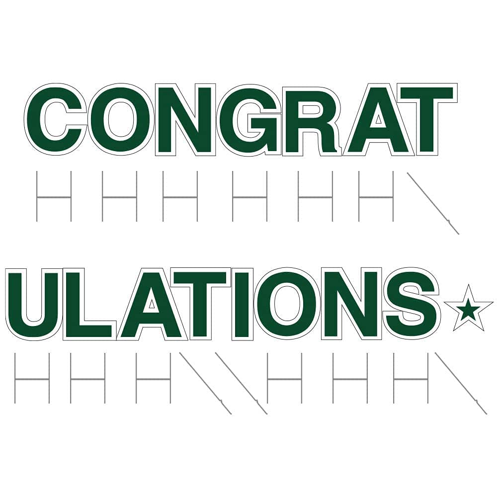 Vispronet 18in Tall Congratulations Yard Sign with Stakes - Weather-Resistant Outdoor Sign for Graduation, Birthday & Special Events - Durable Steel Stakes & Forest Green Yard Decorations - Perfect for Front Lawn, Backyard Celebrations & Party Decor