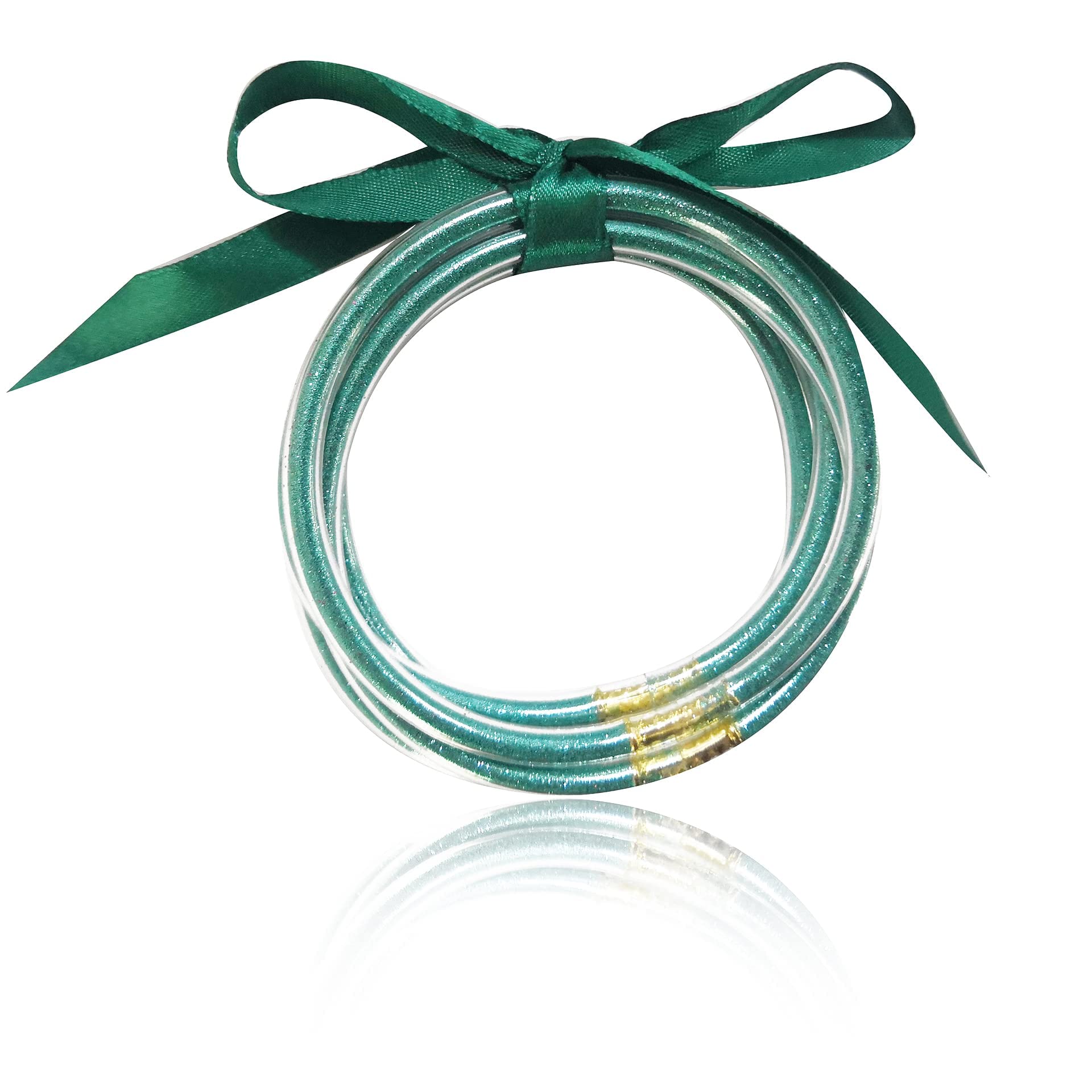 Tenghong2021 Glitter Jelly Bangles Bracelets - Colorful Bowknot Cute Lightweight Soft Silicone Glitter Filled Bracelets for Women & Girls | Perfect for Parties, Gifts, and Everyday Fashion Accessories