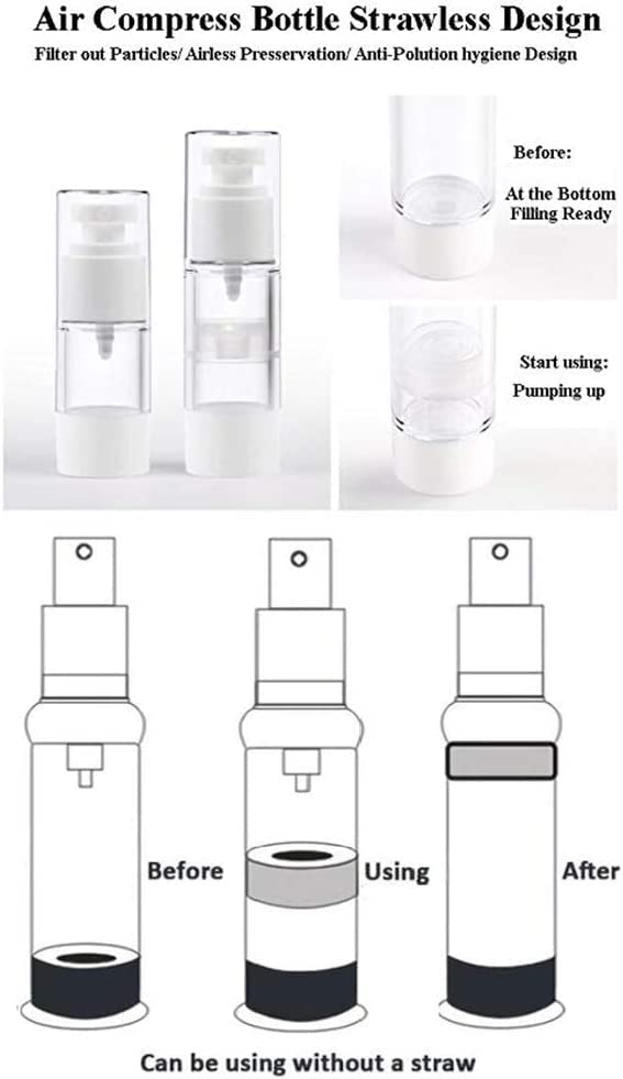 Original Mart Airless Vacuum Pump Travel Bottles (2-Pack, 100ml) - Leakproof Refillable Cosmetic Containers for Cream, Foundation & Moisturizers | Perfect for Makeup, Skincare & Toiletries Travel Kit | TSA Approved for Carry-On